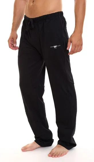 HARVEY MILLER POLO CLUB pantaloni pigiama da uomo, pantaloni in cotone, pantaloni da notte sottili con tasche HRM4497 199 nero