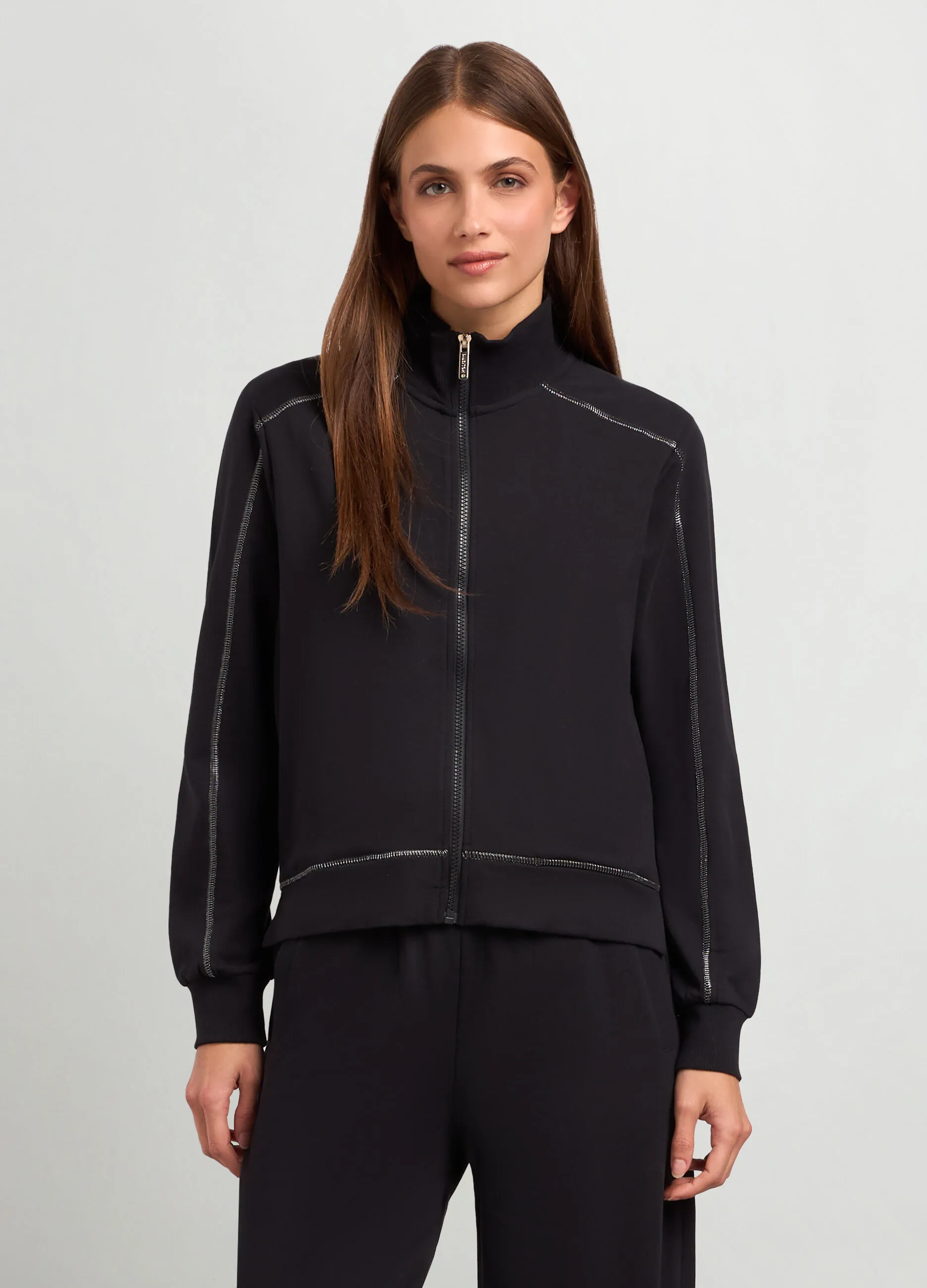 HOLISTIC  Felpa full zip a collo alto in cotone donna