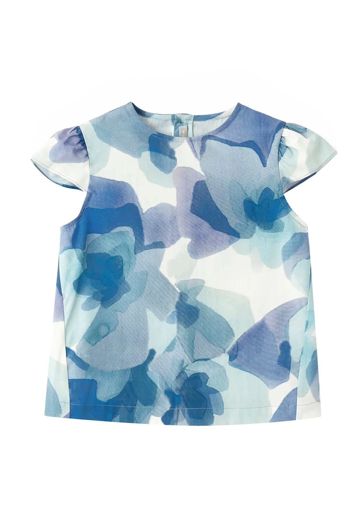 Il gufo camicia bluette bambina in cotone