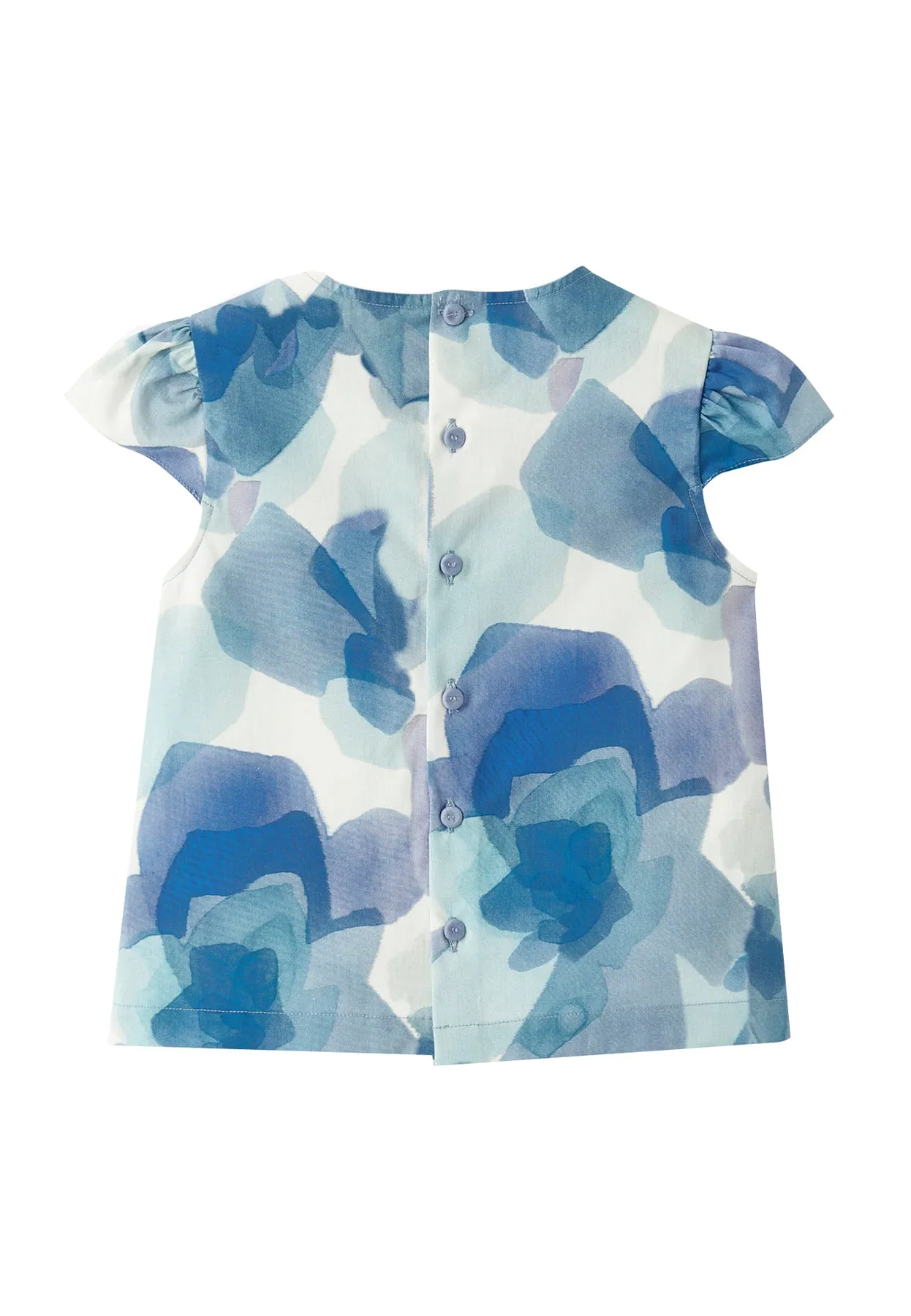 Il gufo camicia bluette bambina in cotone