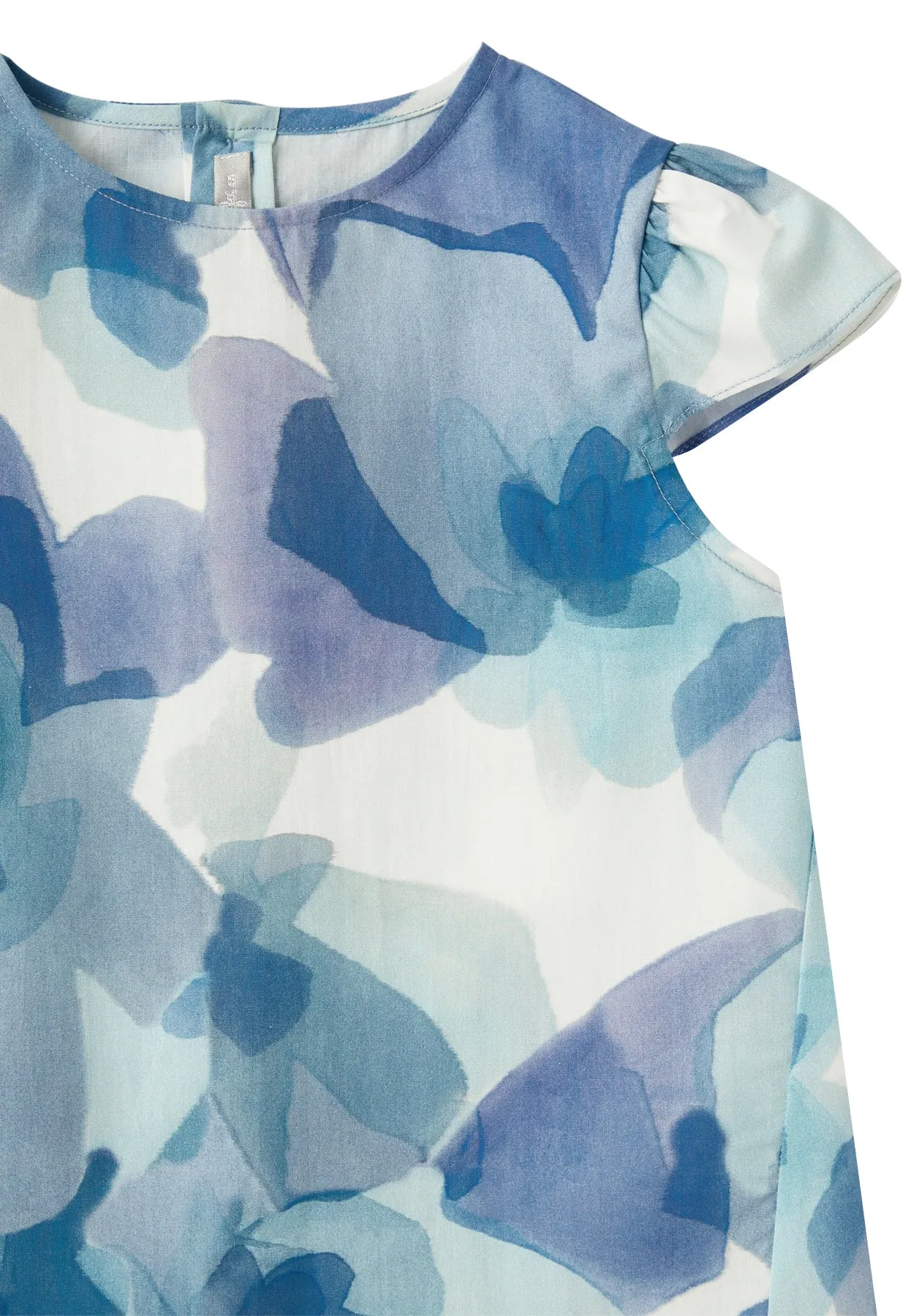 Il gufo camicia bluette bambina in cotone