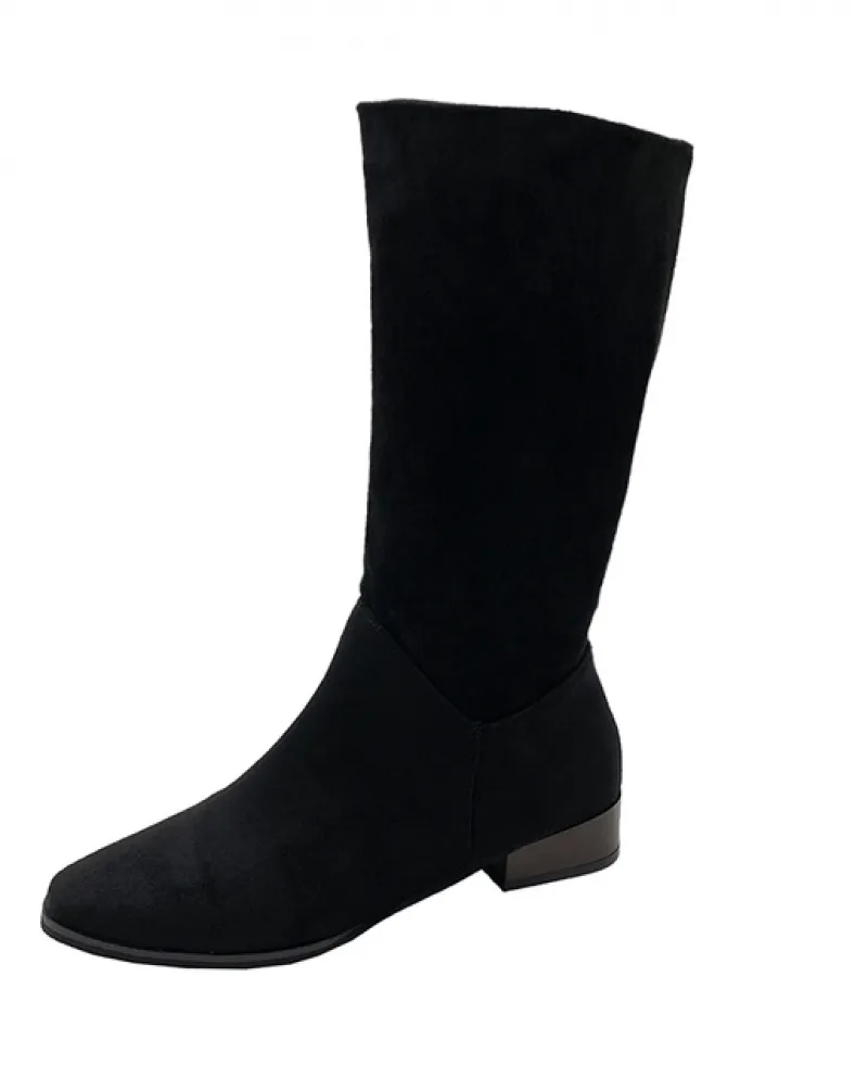 Inverno New Fad Gladiator Chelsea Suede Stivali da donna Chunky Tacchi bassi Scarpe da donna a punta nere 2022 Abito da moto Got