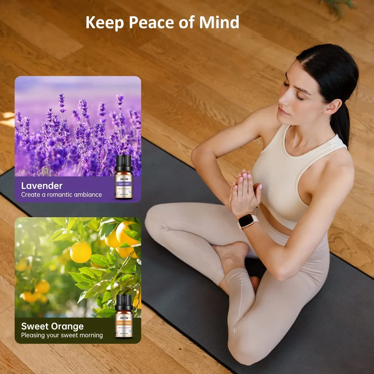Janolia 6 x 10ml Oli Essenziali, Regalo di Piante Naturali Oli Essenziale per Diffusori,Set di oli essenziali contiene Lavanda, 