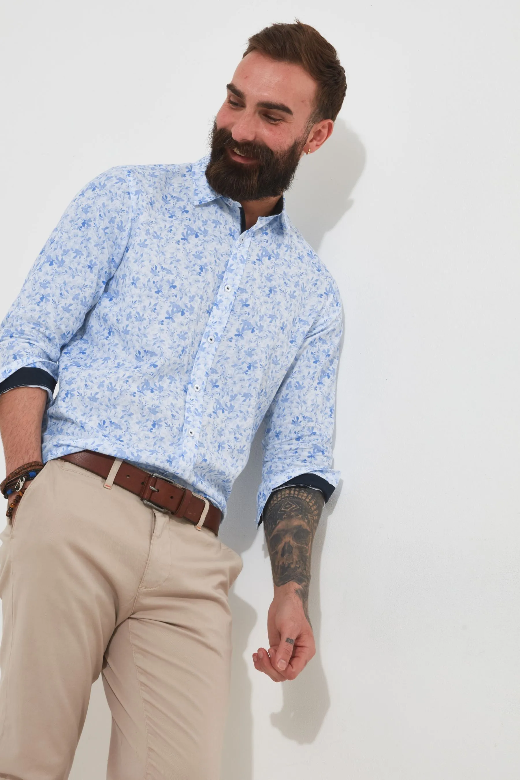 Joe Browns - Camicia classica Con colletto Floreale in lino Blend Manica lunga tono su tono