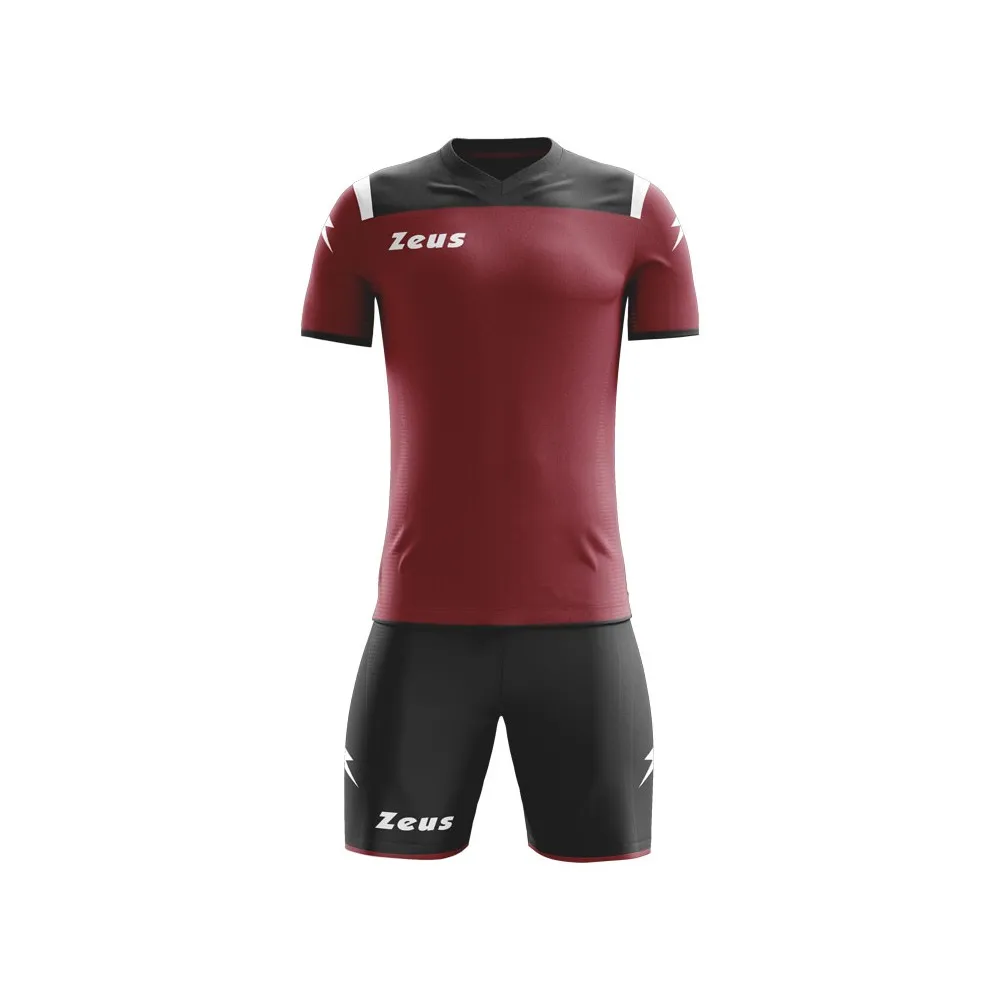 KIT VESUVIO -MAGLIA E PANTALONCINO COLORE GRANATA NERO  ZEUS SPORT