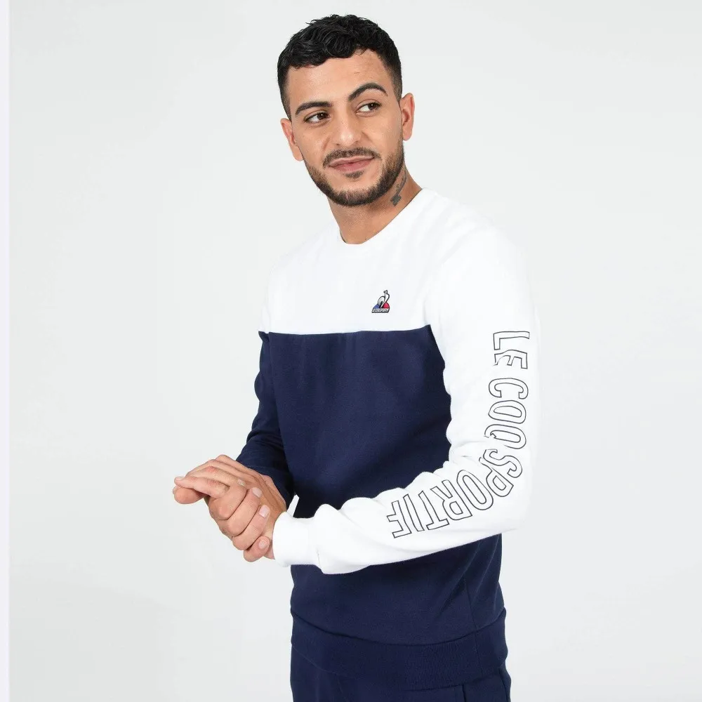 LE COQ SPORTIF FELPA GIROCOLLO - UOMO - BLU-BIANCO - 210374