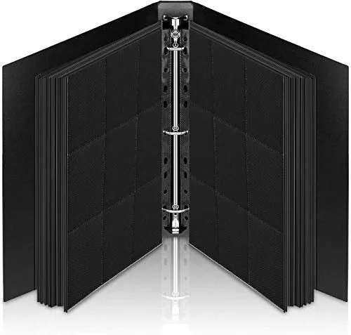 Lictin Raccoglitore Carte Maniche 540 Tasche (Nero)-Album trasparente impermeabile con 540 tasche per carte da gioco - 30 pagina