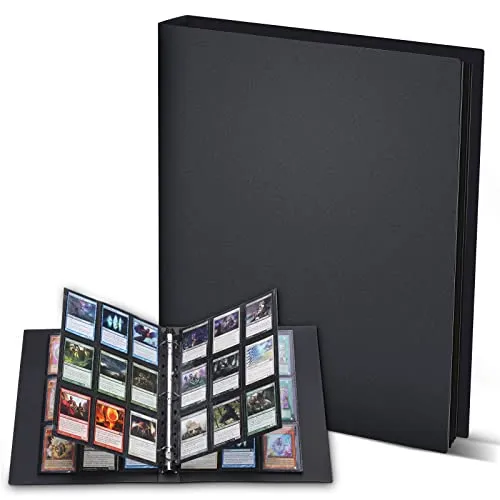 Lictin Raccoglitore Carte Maniche 540 Tasche (Nero)-Album trasparente impermeabile con 540 tasche per carte da gioco - 30 pagina
