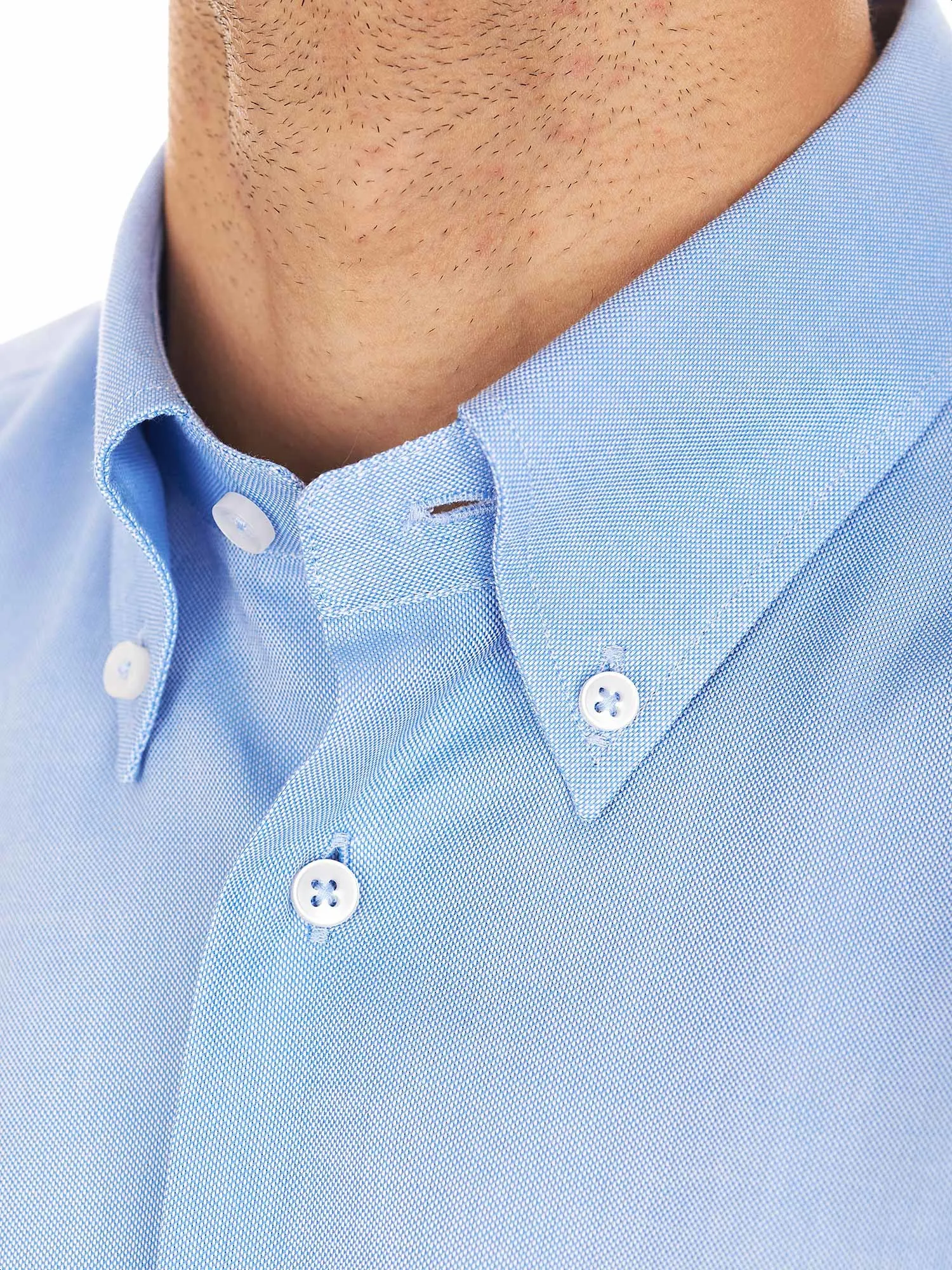 Light blue cotton Oxford shirt with button down collar