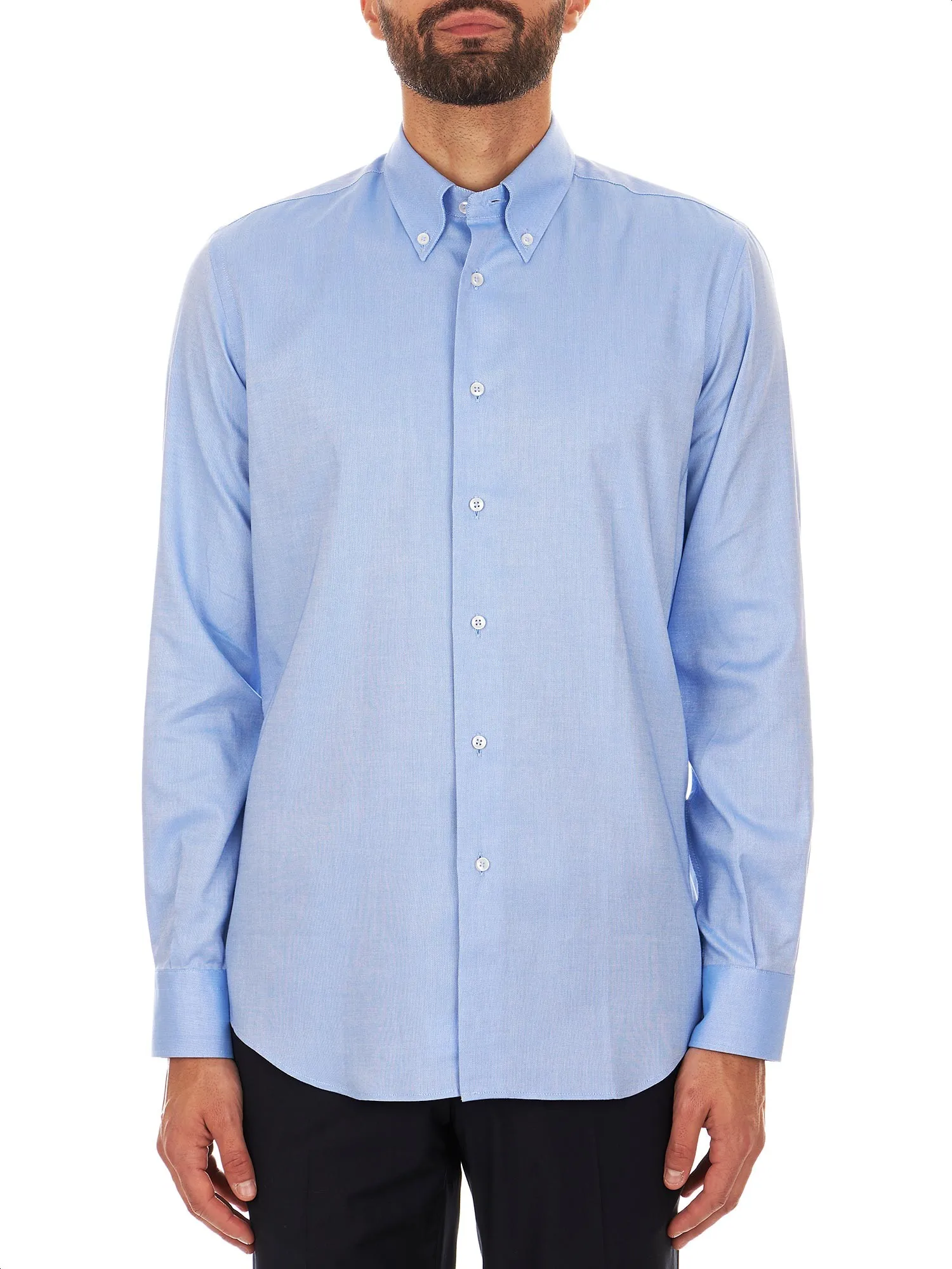 Light blue cotton Oxford shirt with button down collar