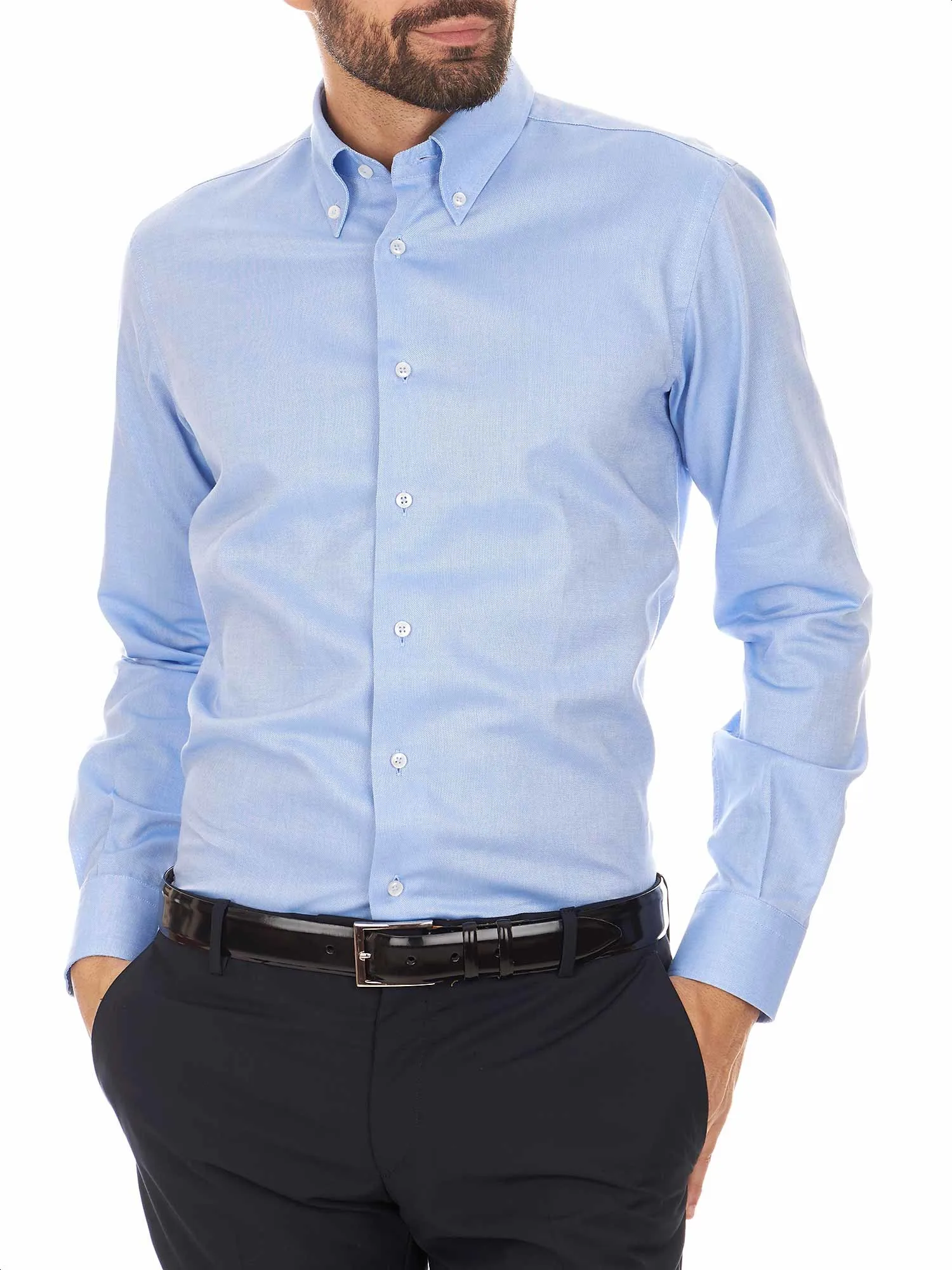 Light blue cotton Oxford shirt with button down collar