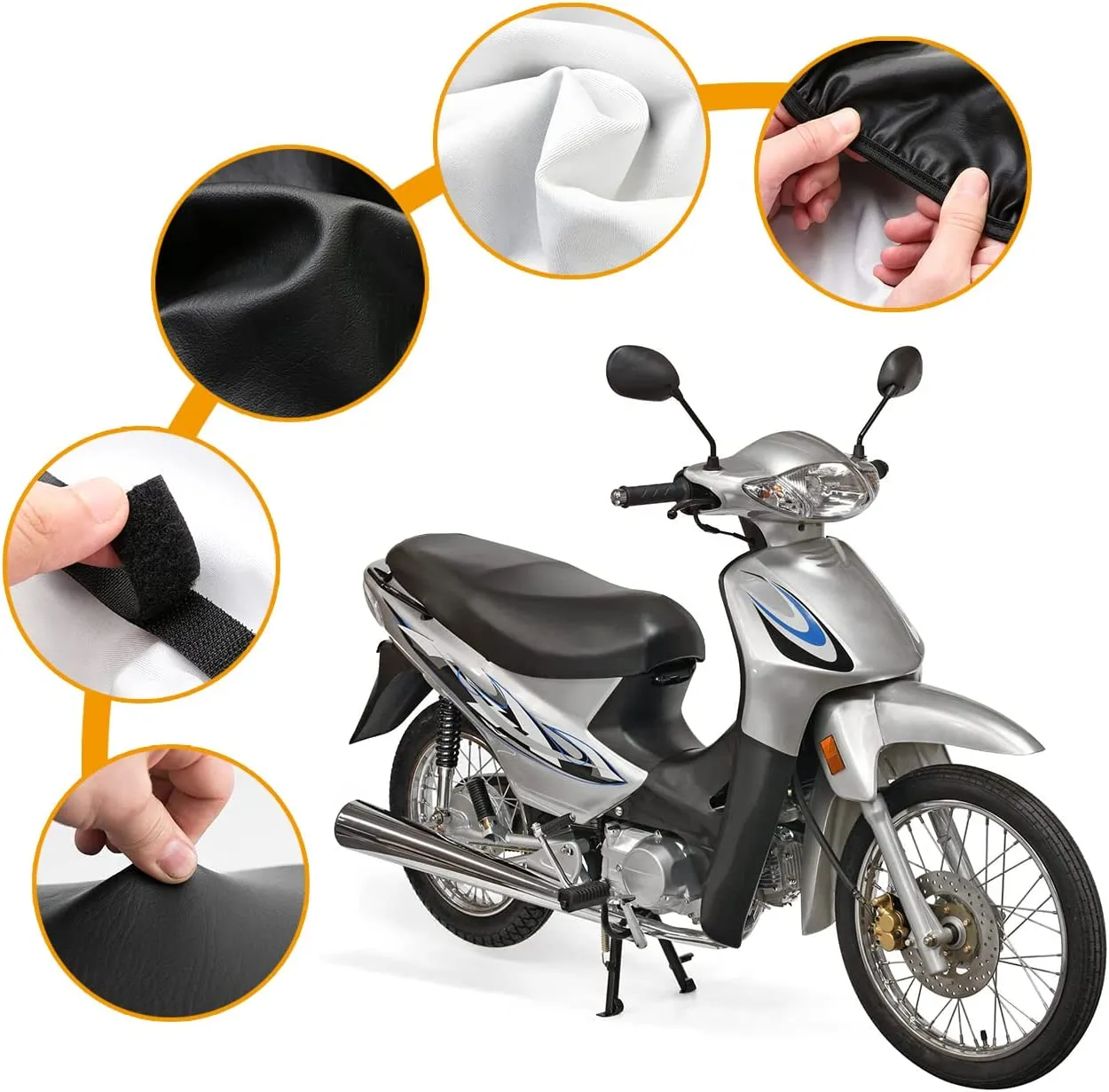 LIHAO Coprisella per Moto, Copri Sedili Ciclomotore Universale Impermeabile per Motocicletta in Pelle - XL