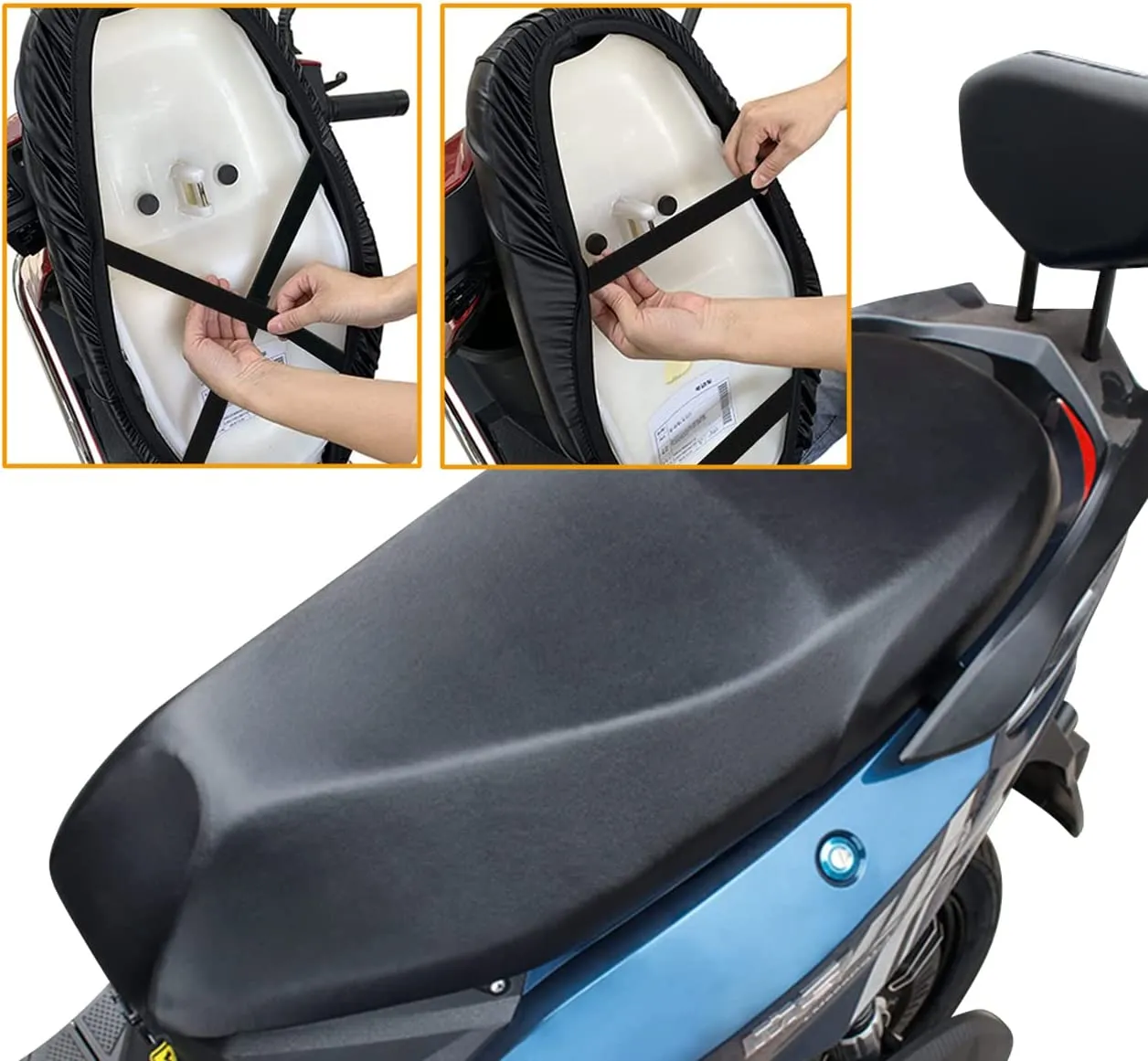 LIHAO Coprisella per Moto, Copri Sedili Ciclomotore Universale Impermeabile per Motocicletta in Pelle - XL