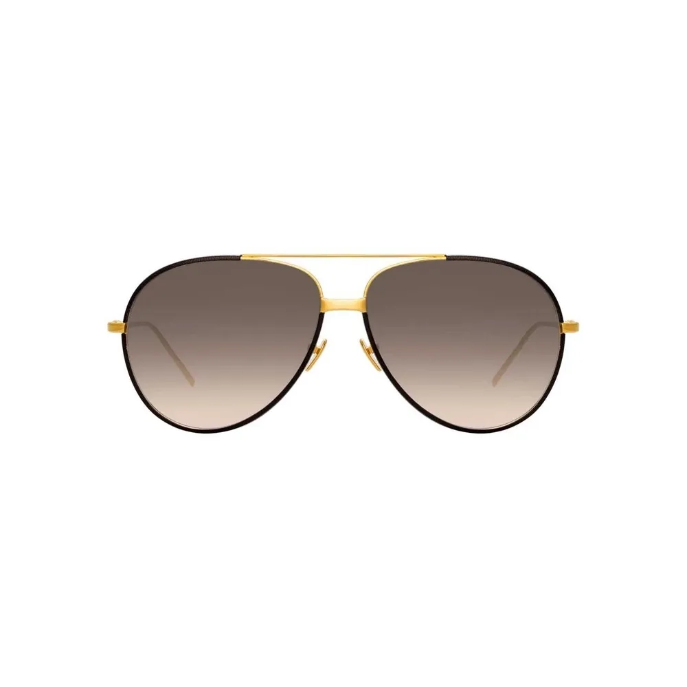 Linda Farrow - Occhiali da Sole Aviator Salem C10 in Oro Giallo e Nero - LFL817C10SUN - Linda Farrow Eyewear