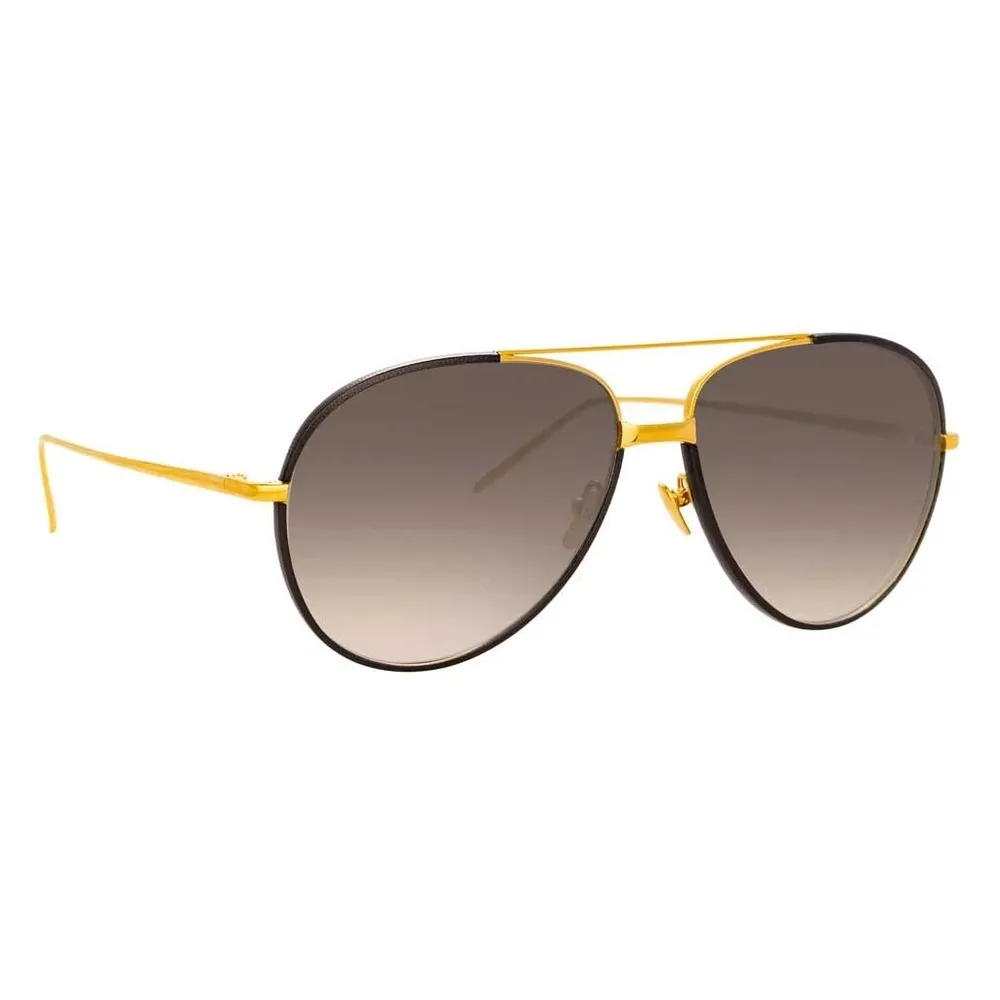 Linda Farrow - Occhiali da Sole Aviator Salem C10 in Oro Giallo e Nero - LFL817C10SUN - Linda Farrow Eyewear