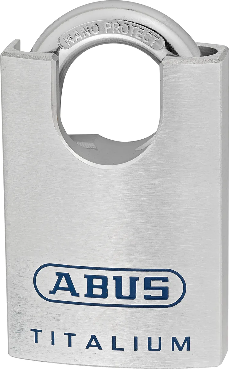 Lucchetto di sicurezza con chiave ABUS per uso interno ed esterno, in Titalium, anello da 9.5mm, L. 25mm, col Argento