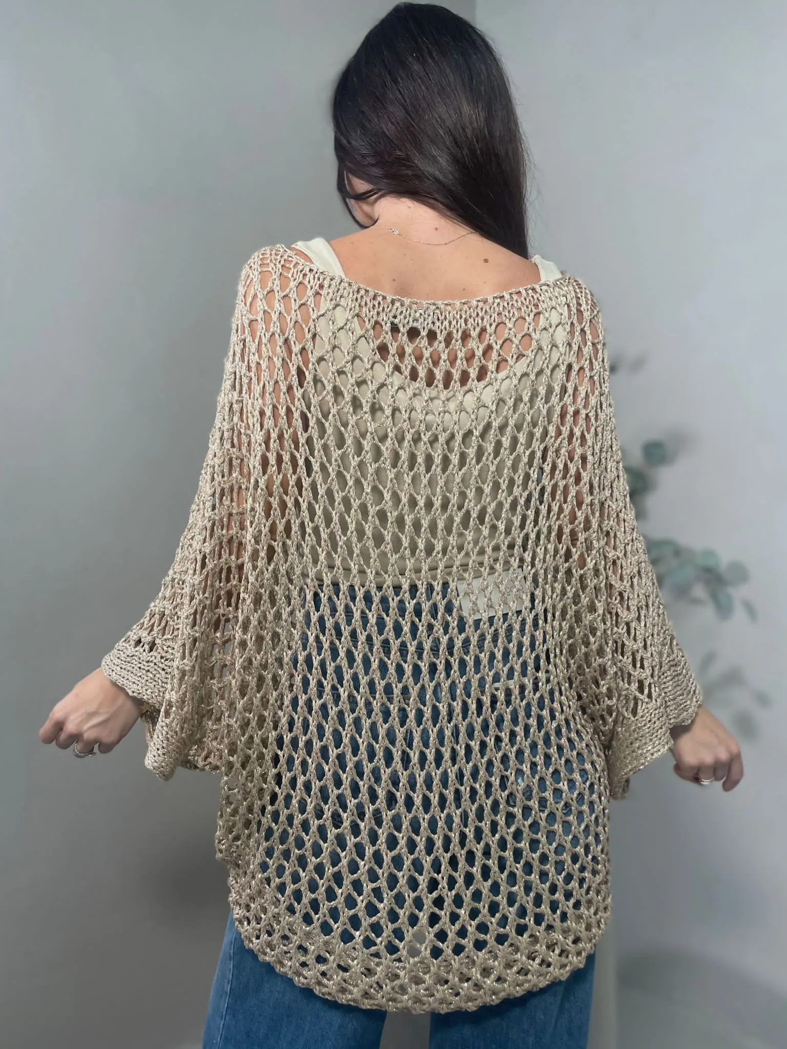 Maglia A Rete Lurex Oro