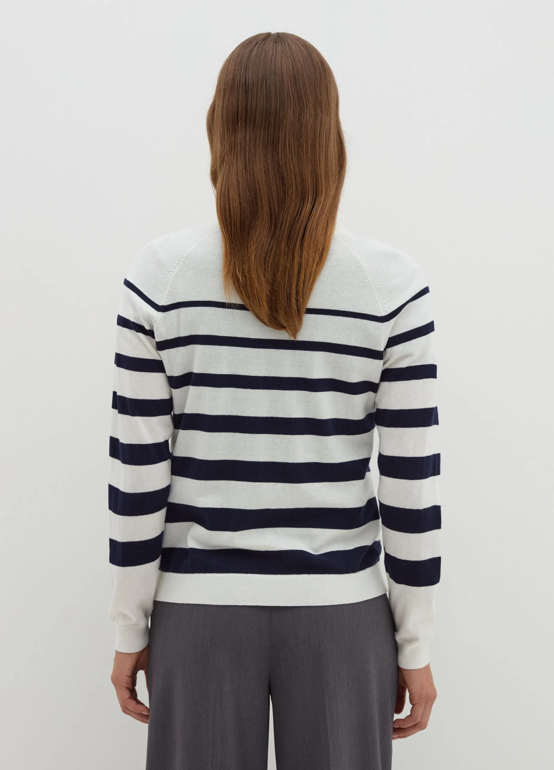 Maglia a righe in lana cotone e cashmere