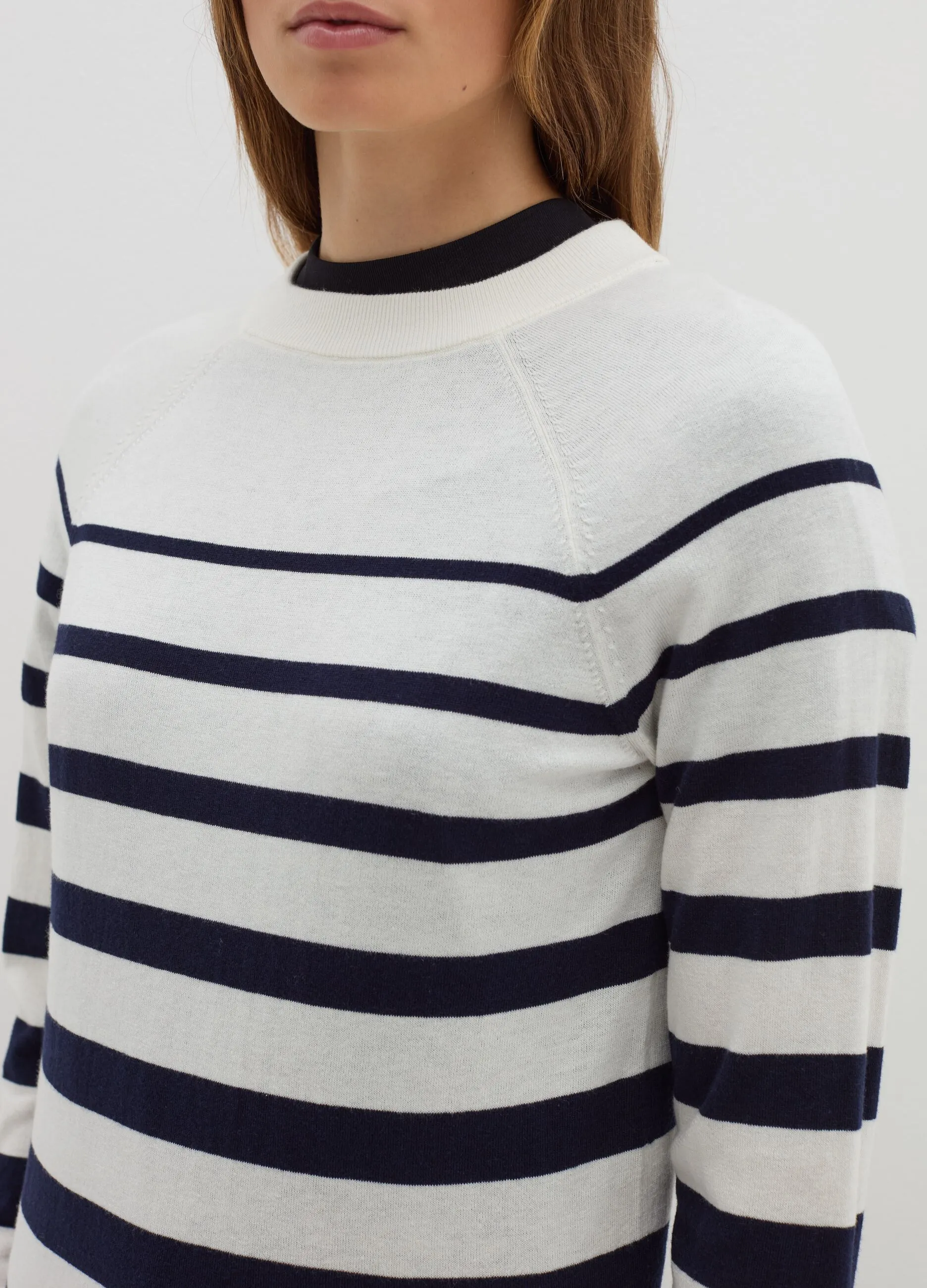 Maglia a righe in lana cotone e cashmere