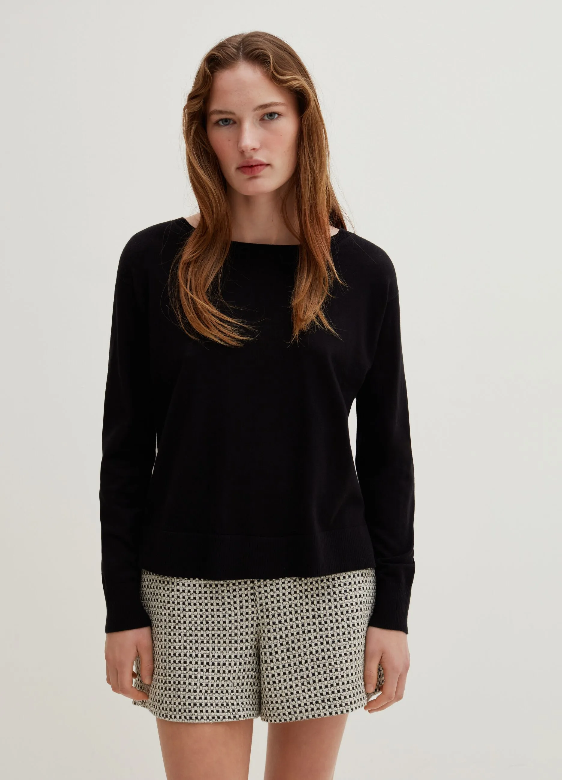 Maglia boxy fit in seta e cotone