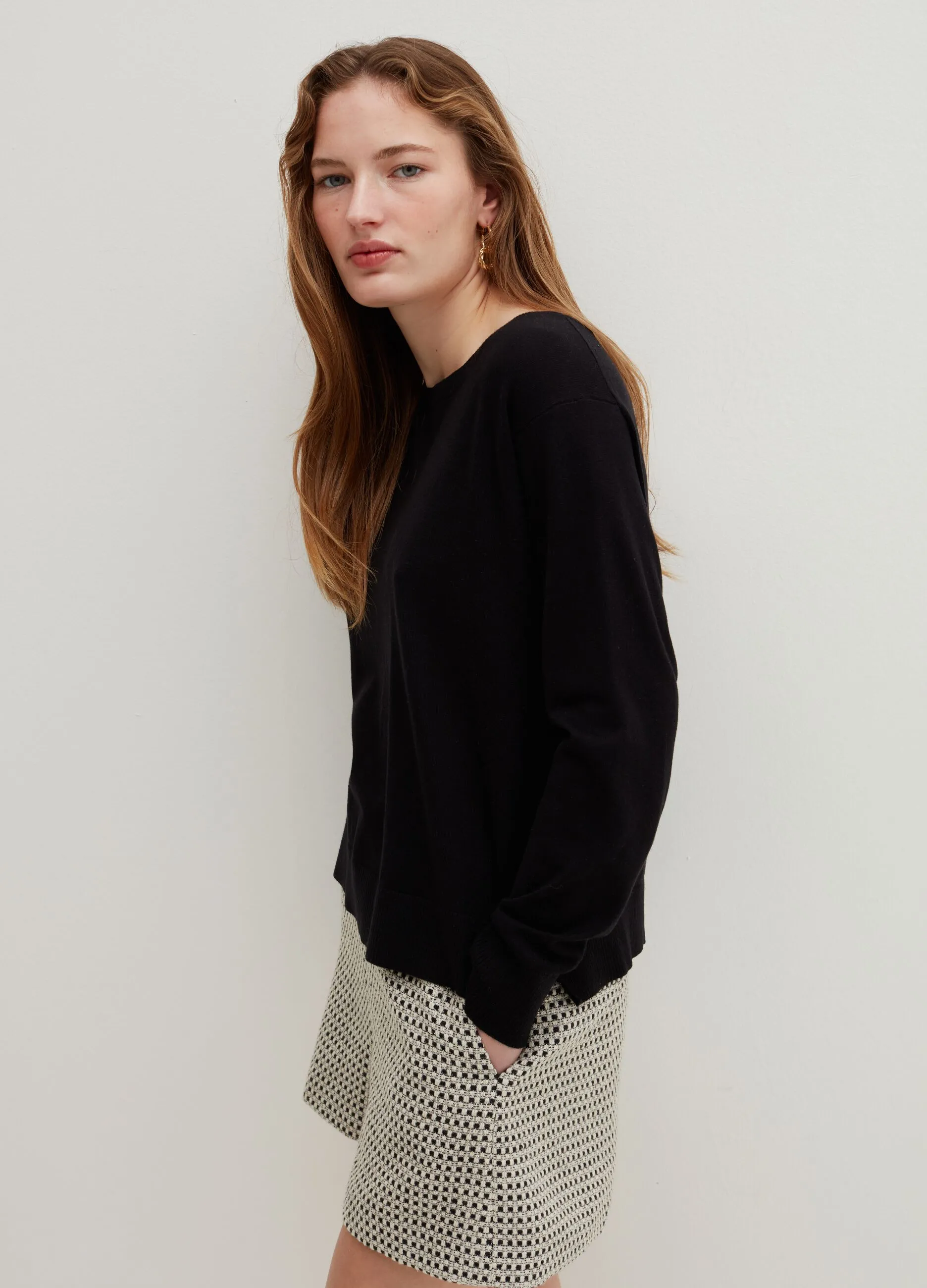 Maglia boxy fit in seta e cotone