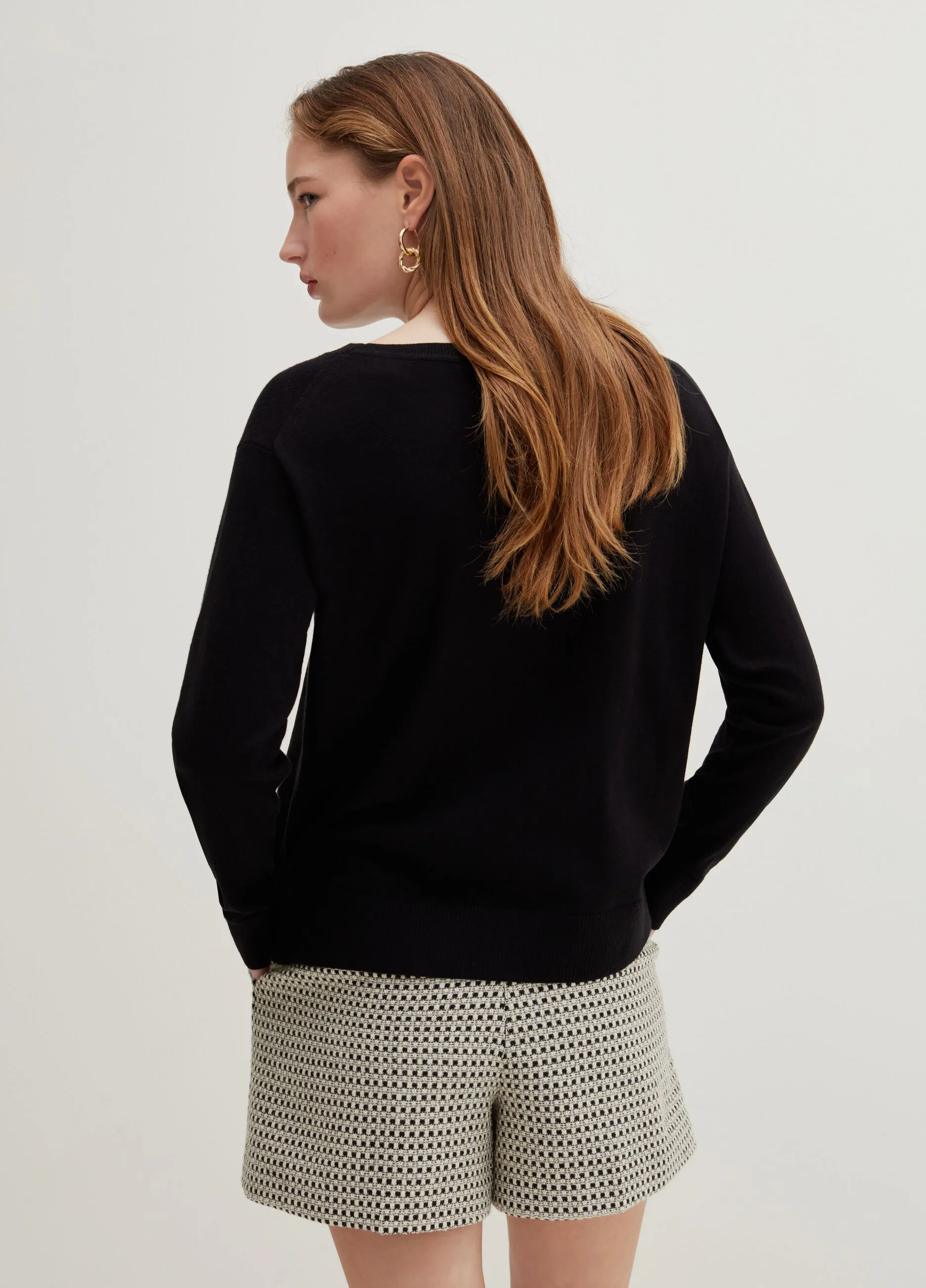 Maglia boxy fit in seta e cotone