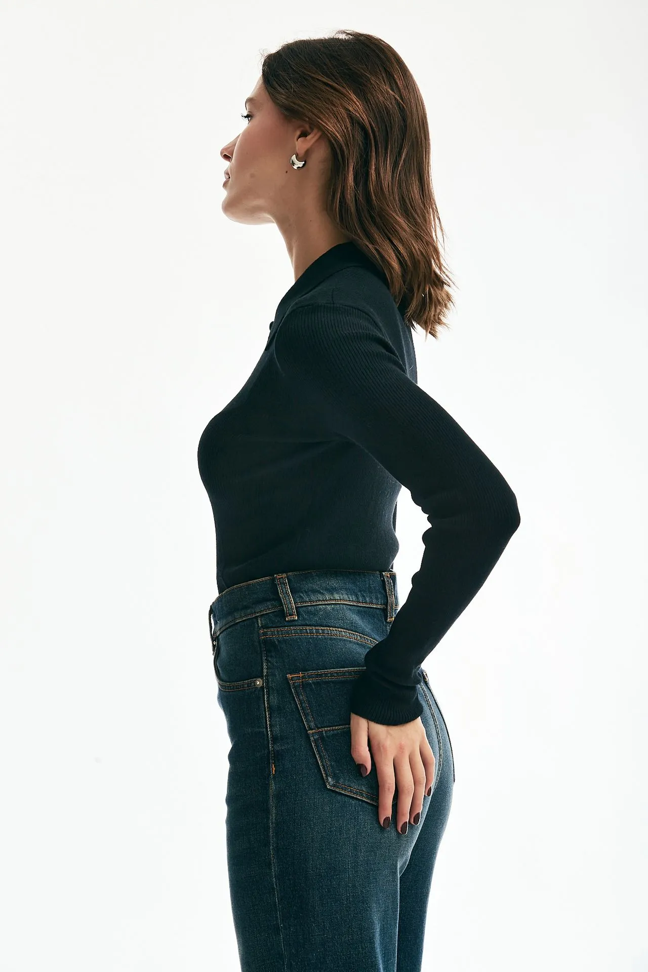 Maglia collo a polo nero 