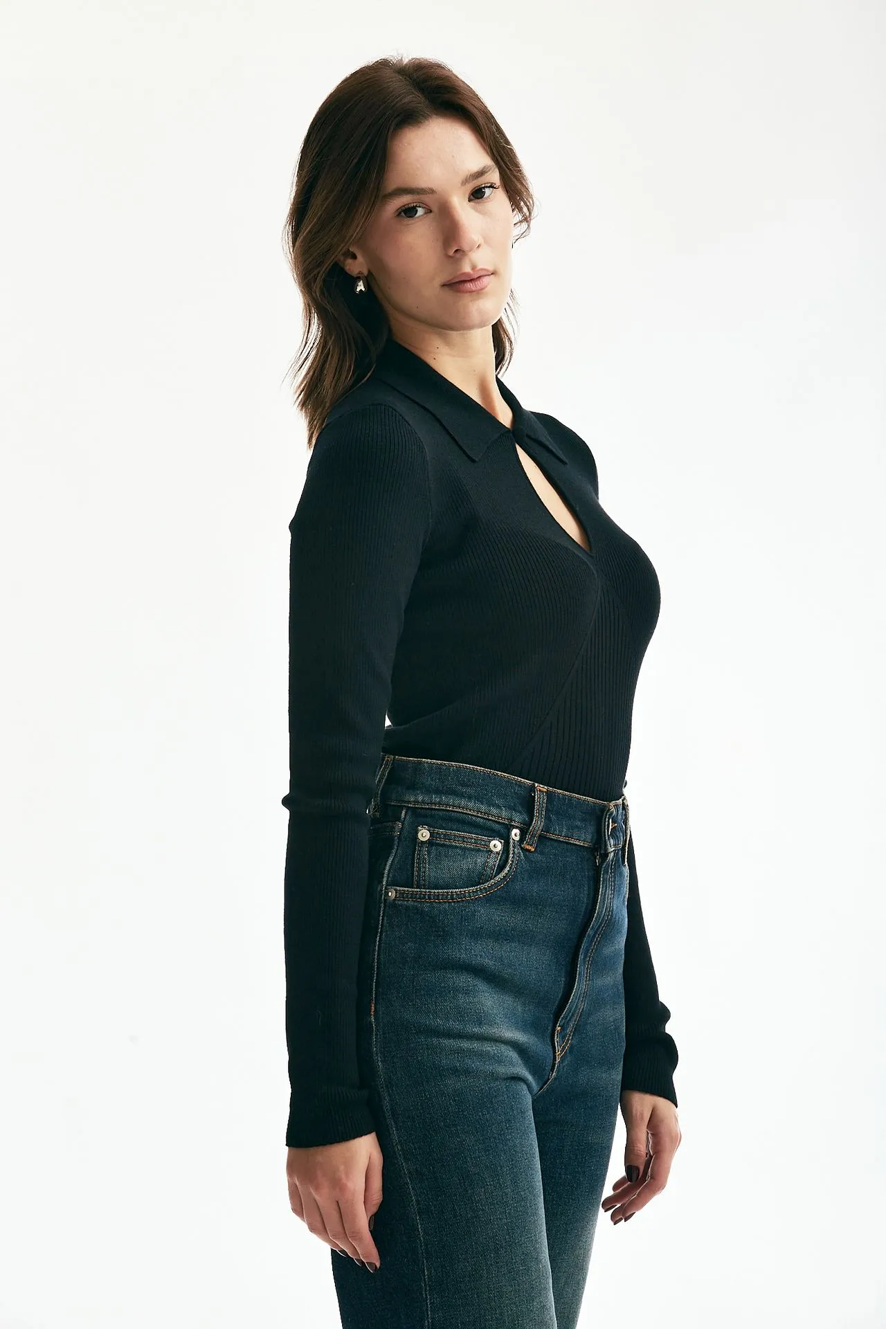 Maglia collo a polo nero 