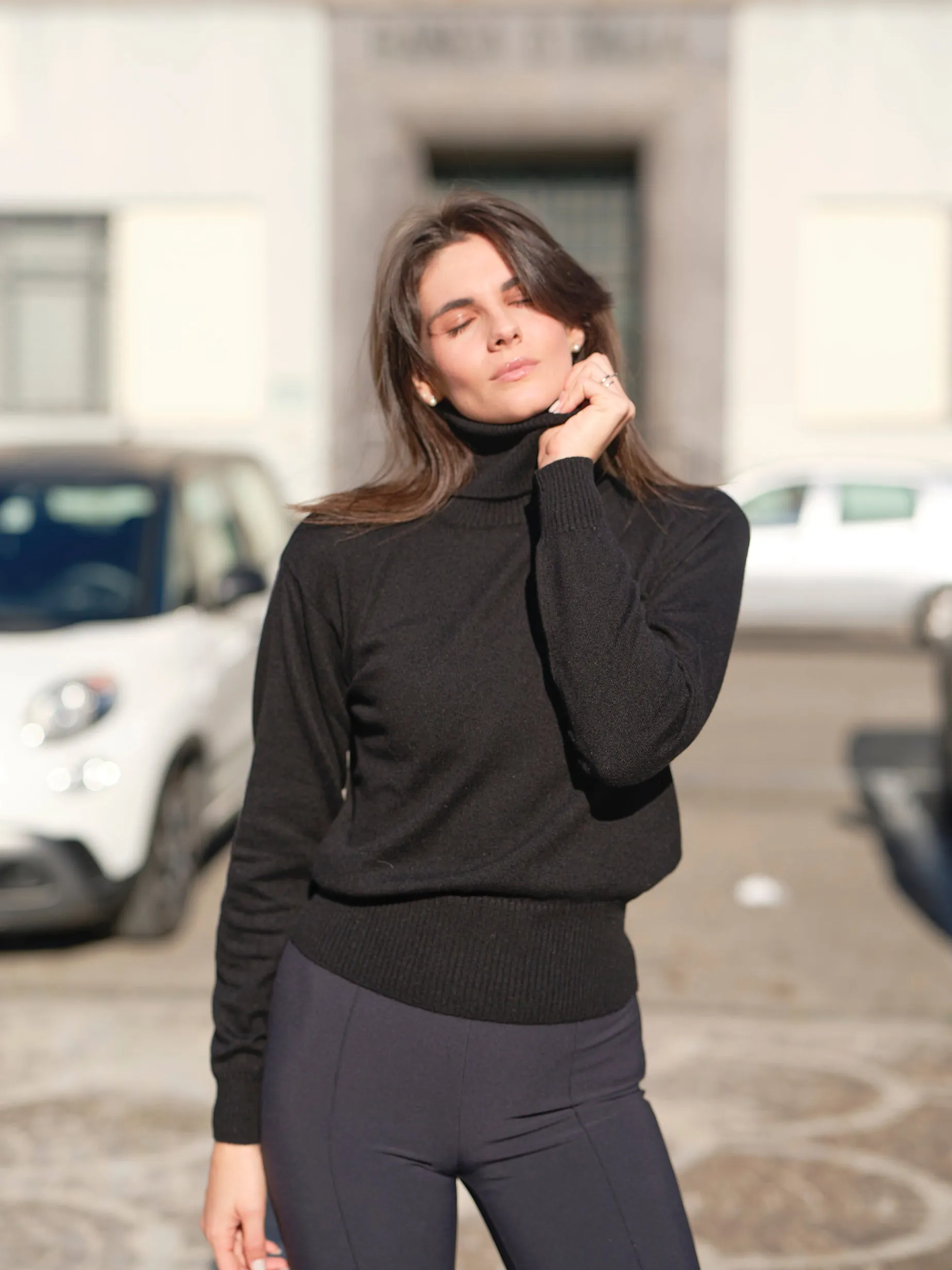Maglia donna collo alto puro cashmere