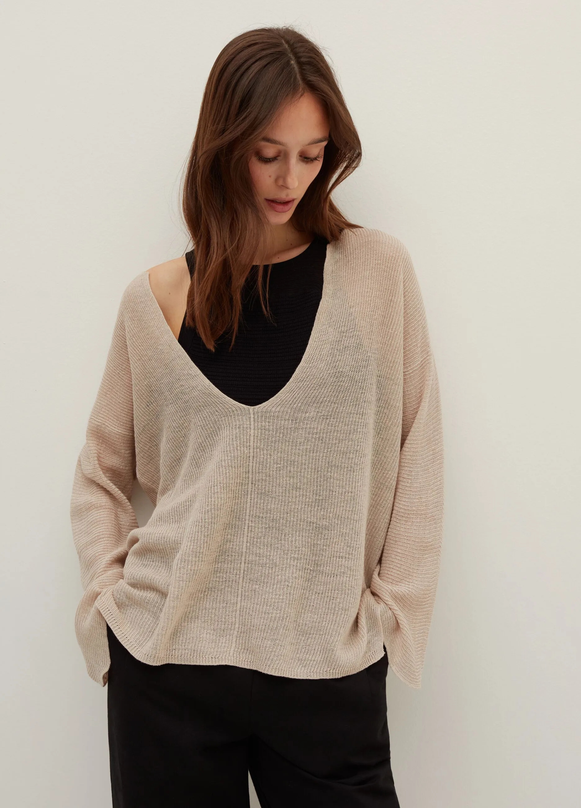 Maglia in lino maniche a tre quarti