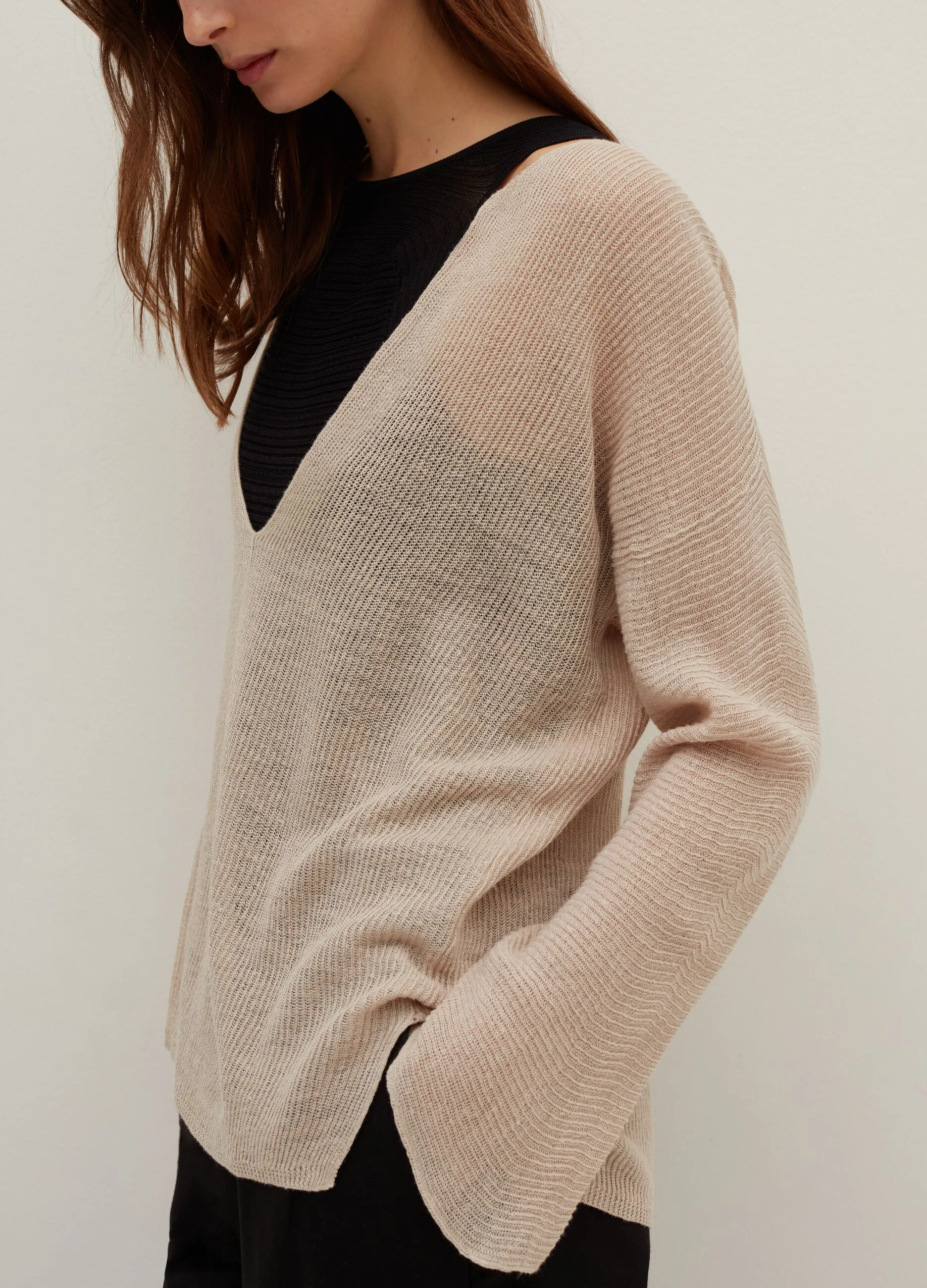 Maglia in lino maniche a tre quarti