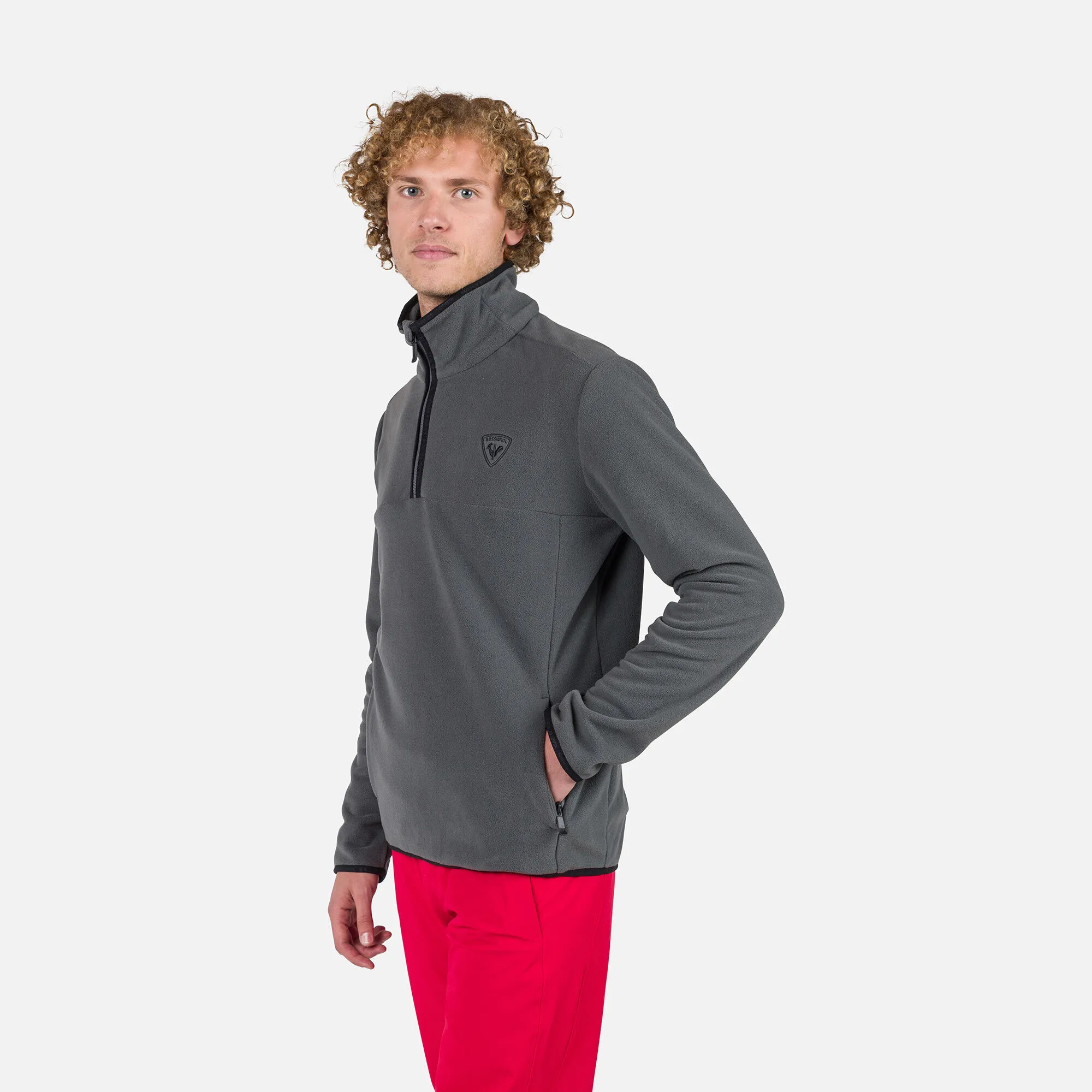 Maglia in pile con mezza zip uomo Strawpile