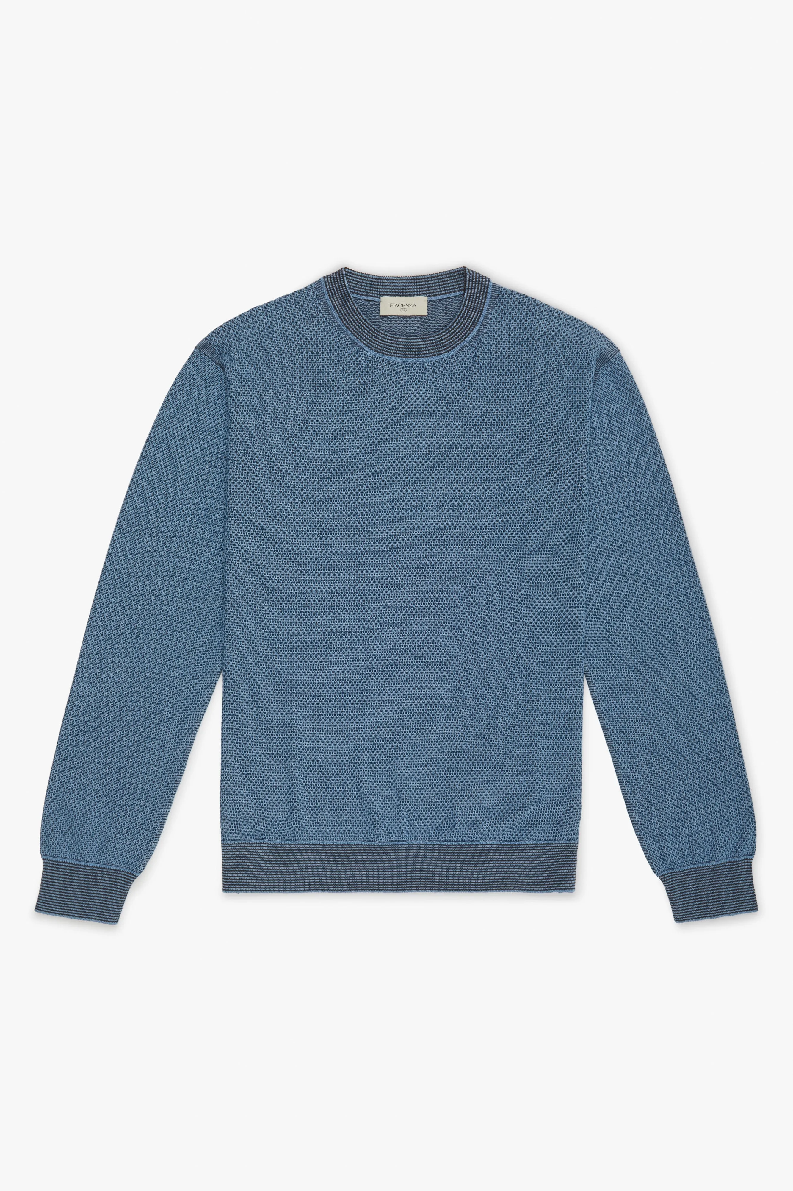 Maglia maniche lunghe two tone slip azzurro e marrone