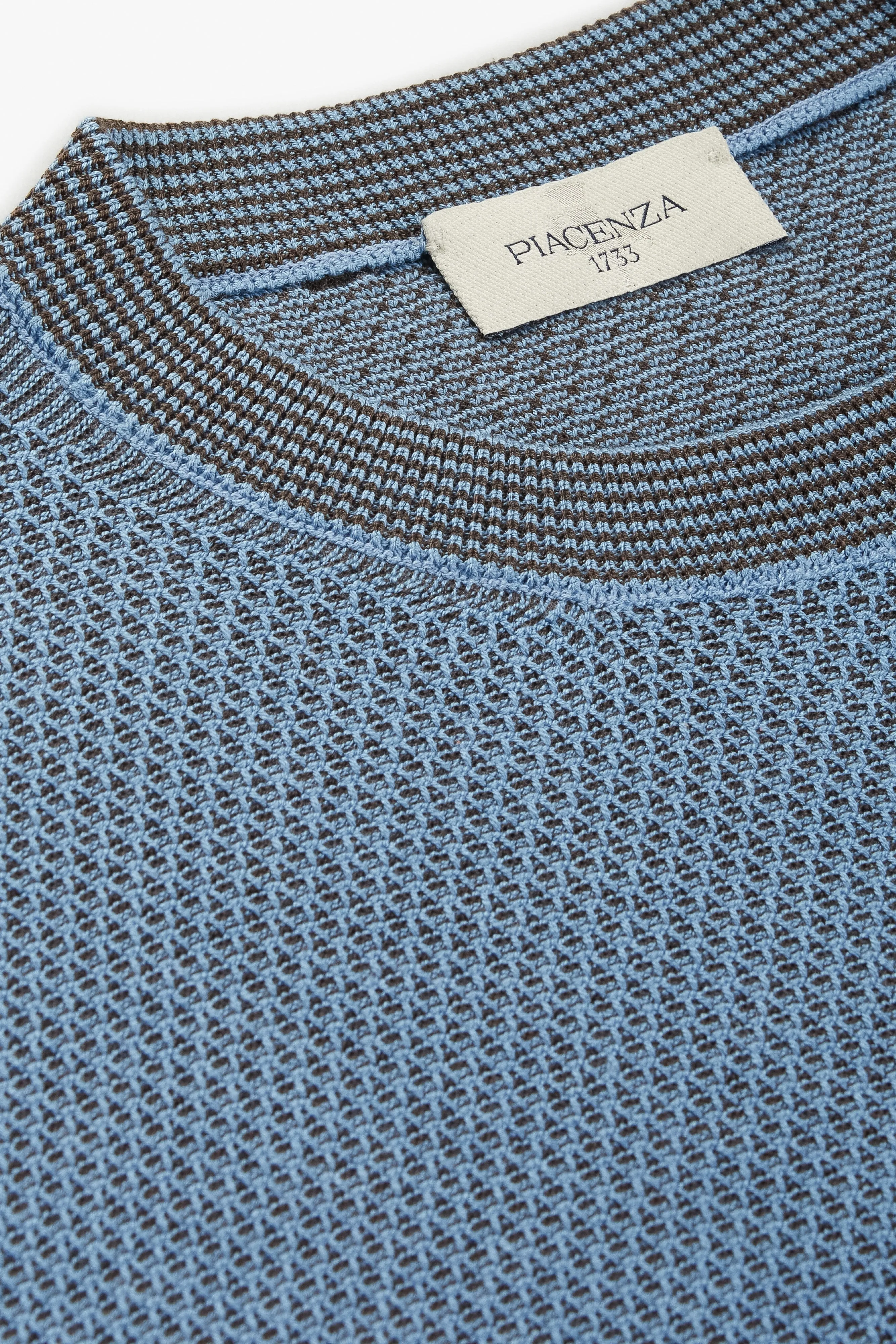 Maglia maniche lunghe two tone slip azzurro e marrone
