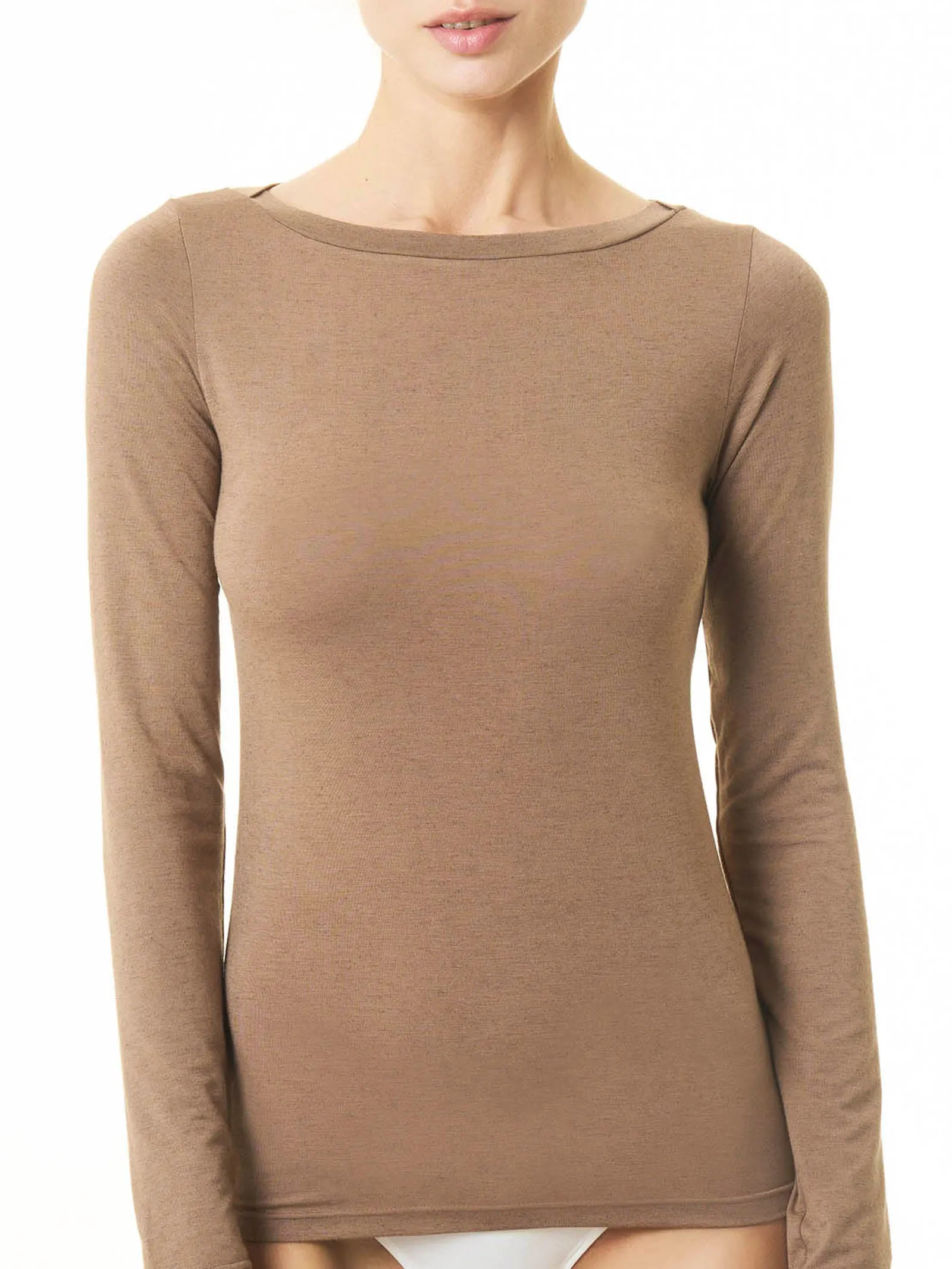 Maglietta con collo a barchetta in filato Tenderwool - Casha