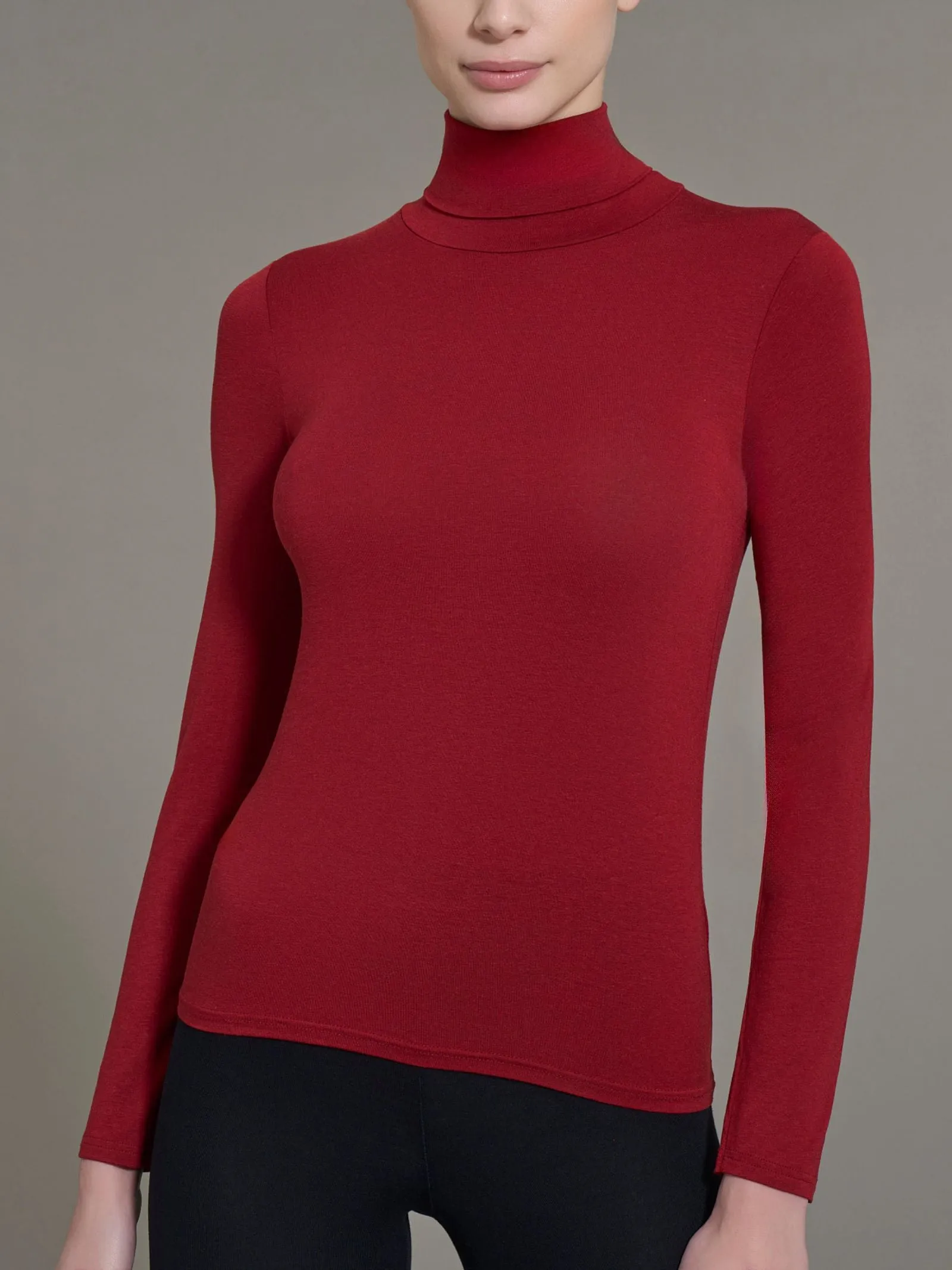 Maglietta con collo dolcevita in filato Tenderwool - Bleu
