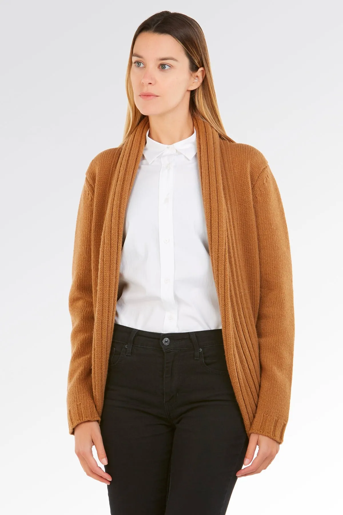 Maglione Cardigan Sciallato a Coste - Donna, Autunno/Inverno - 100% Lana | Brunella Gori