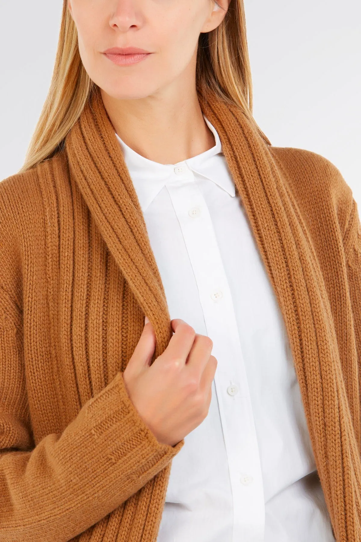 Maglione Cardigan Sciallato a Coste - Donna, Autunno/Inverno - 100% Lana | Brunella Gori