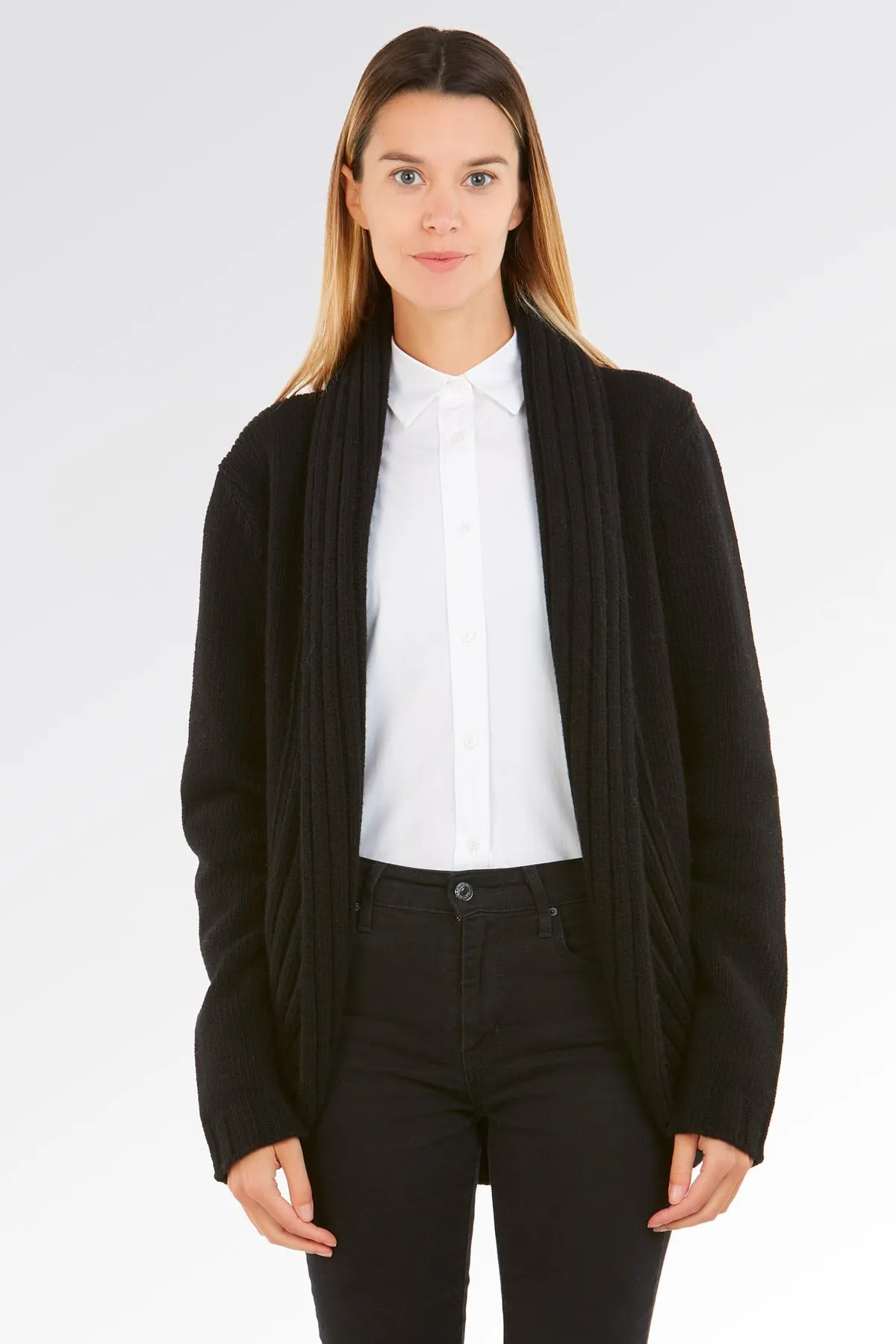 Maglione Cardigan Sciallato a Coste - Donna, Autunno/Inverno - 100% Lana | Brunella Gori