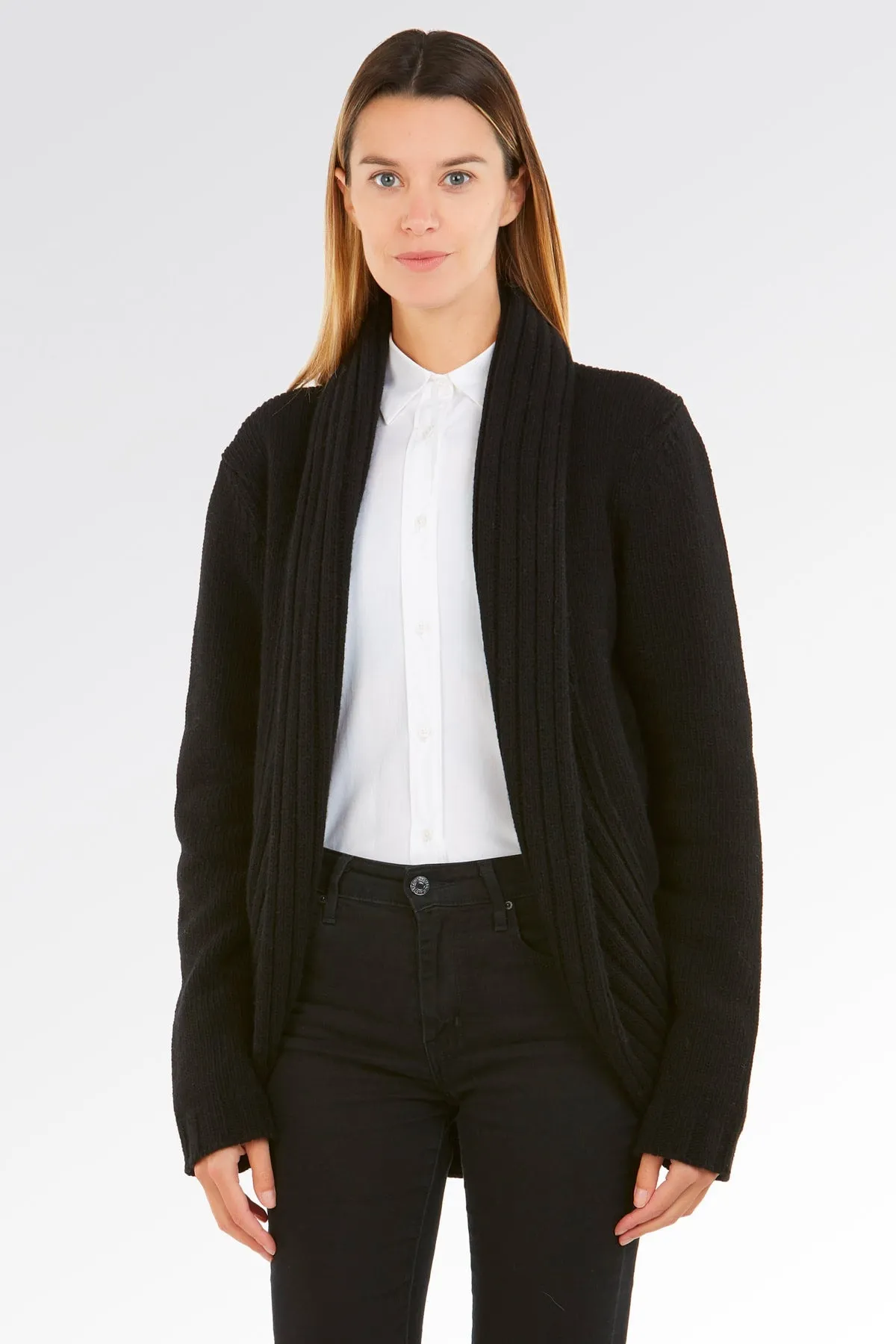 Maglione Cardigan Sciallato a Coste - Donna, Autunno/Inverno - 100% Lana | Brunella Gori