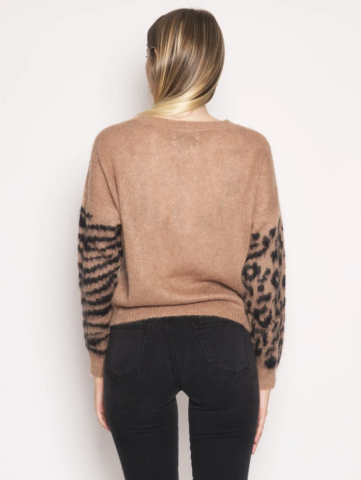 Maglione con Fantasia Animalier Marrone
