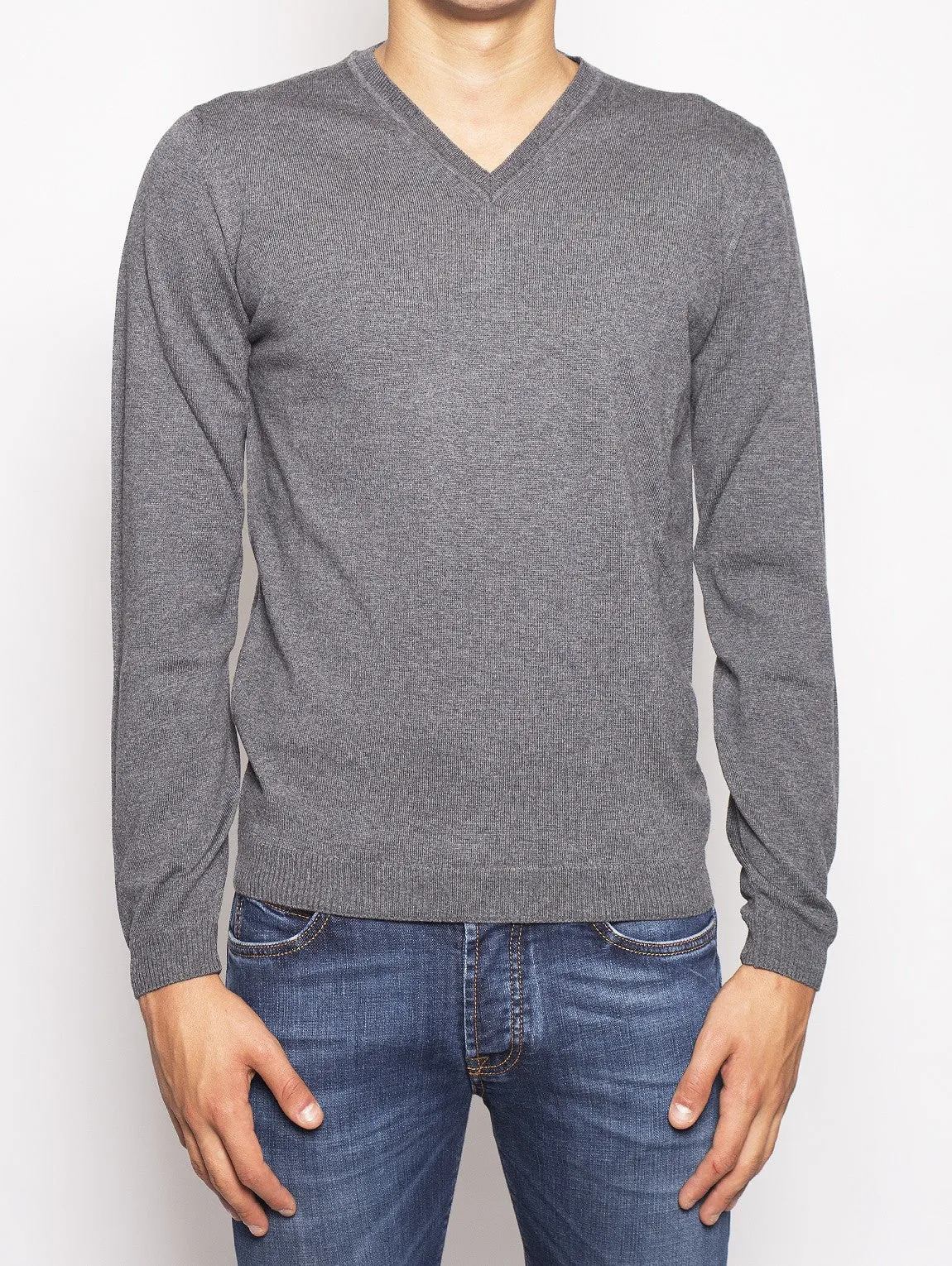 Maglione con Profili Elastici Grigio