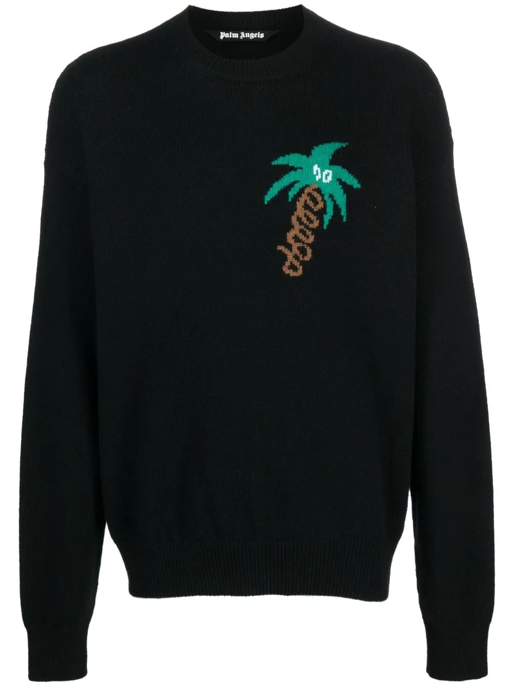 maglione nero logo intarsio