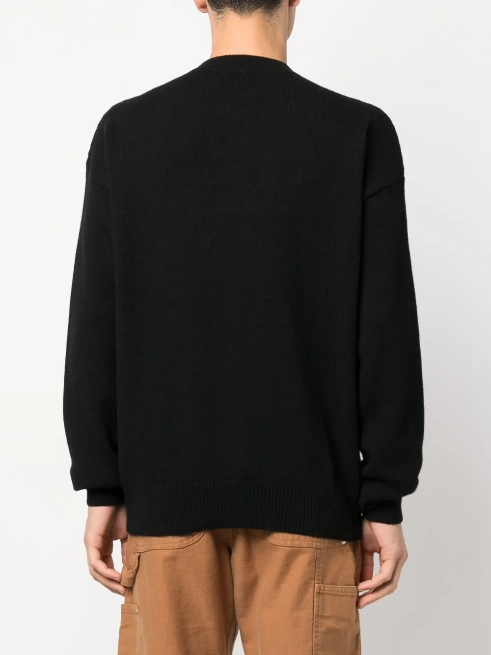maglione nero logo intarsio