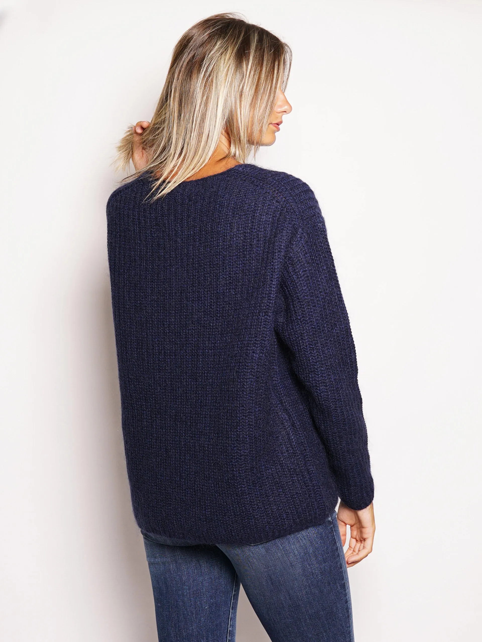 Maglione Scollo a V Blu