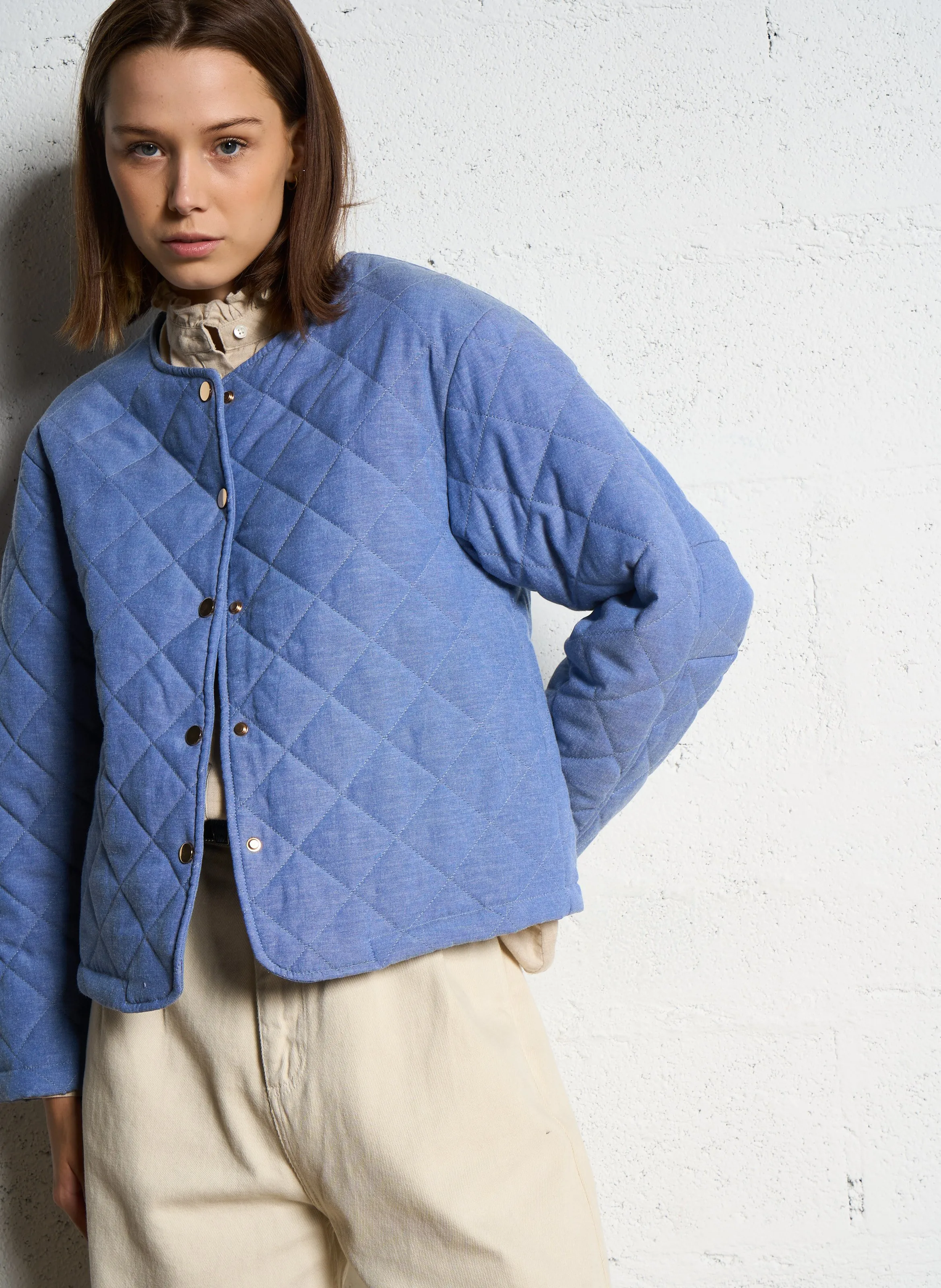  MARIE SIXTINE   FLORENT - Giacca scollo tondo in misto cotone | Blu