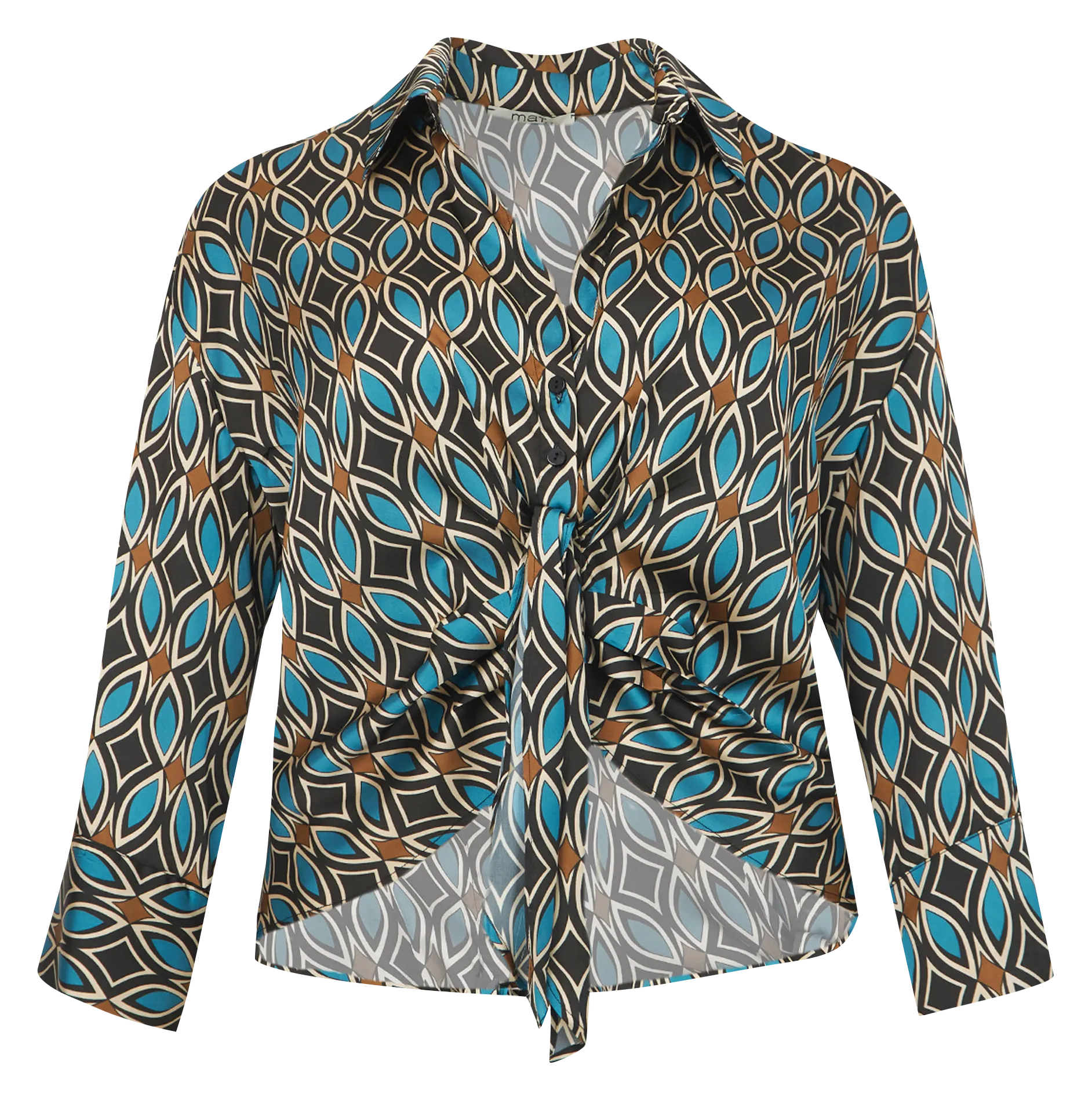  MAT FASHION   Camicetta corta con colletto classico stampata | Verde