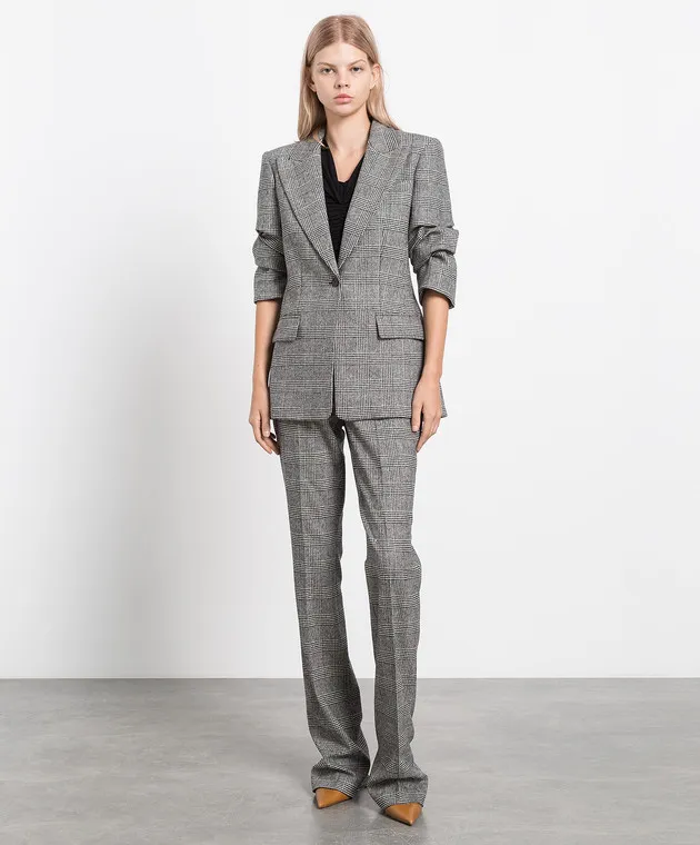 Michael Kors Pantaloni grigi in lana check windsor BP528F0109