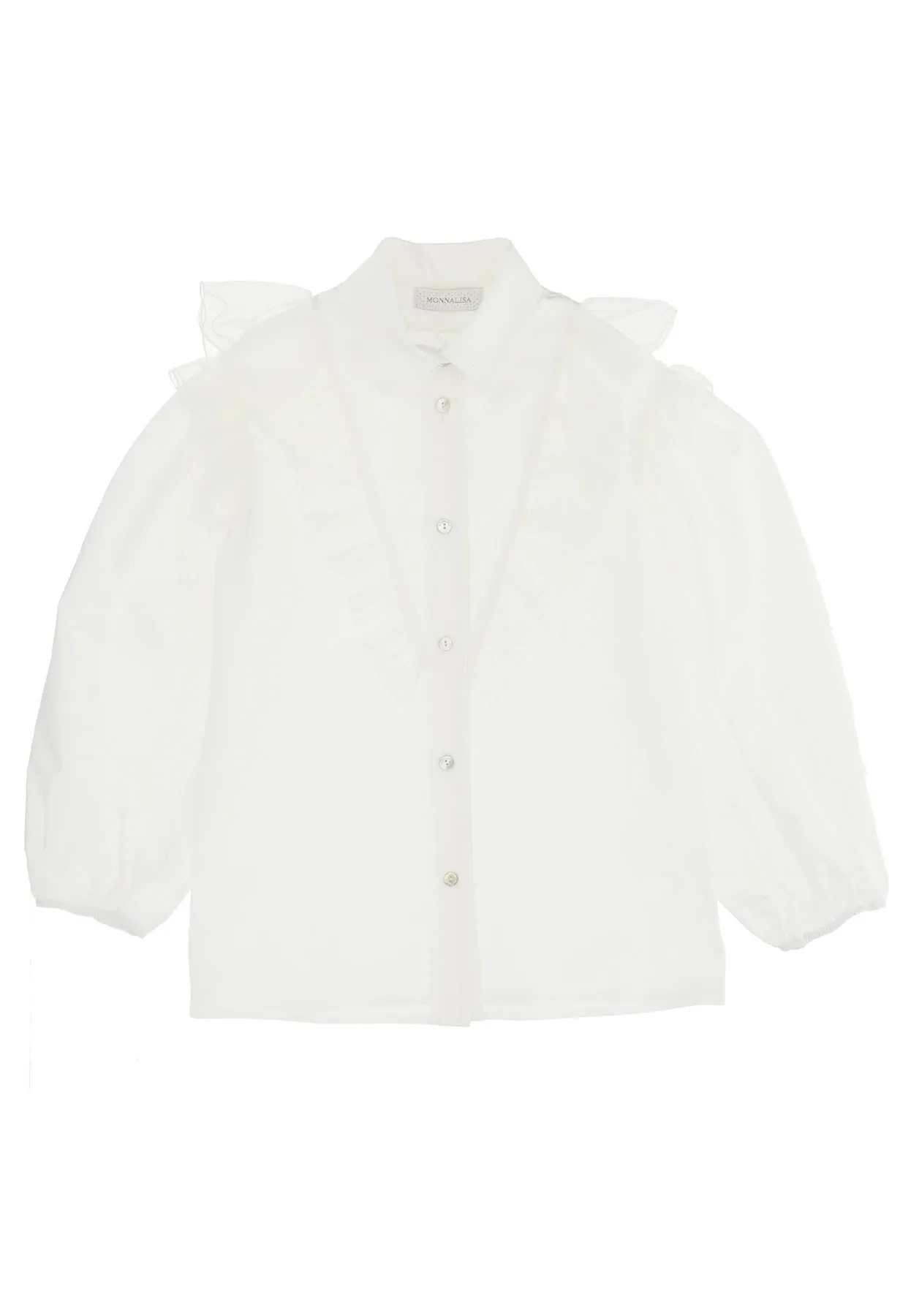 Monnalisa camicia panna bambina in popeline di cotone