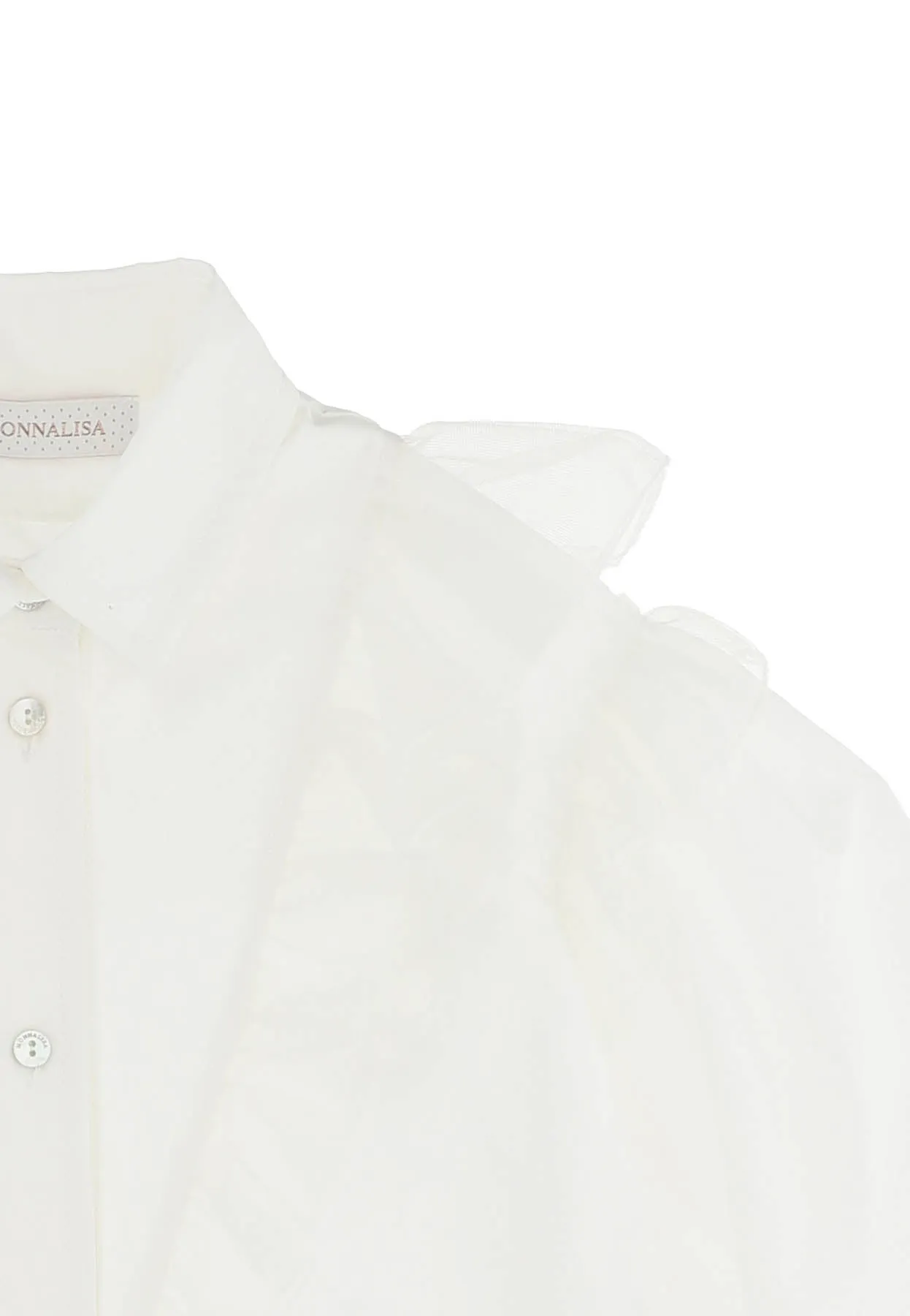 Monnalisa camicia panna bambina in popeline di cotone